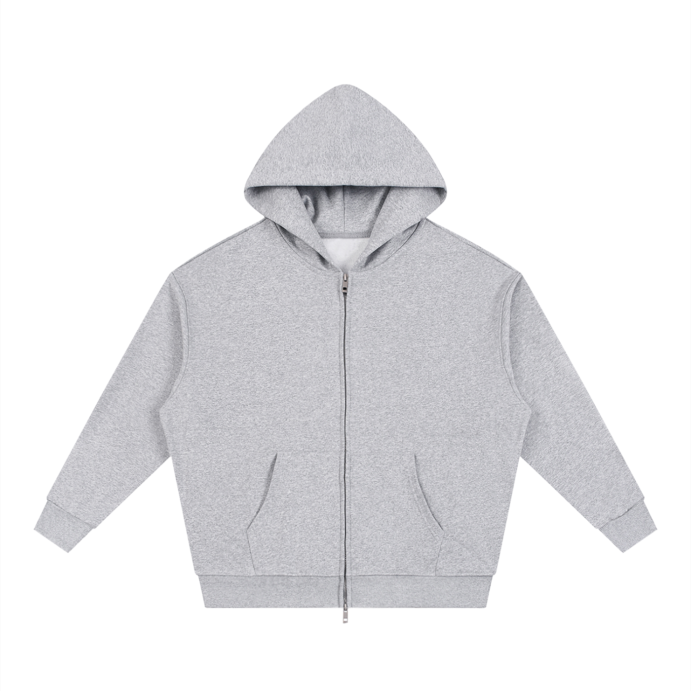 BLANKZ Heavy Loose Zip Hoodie — Flower Gray — front view