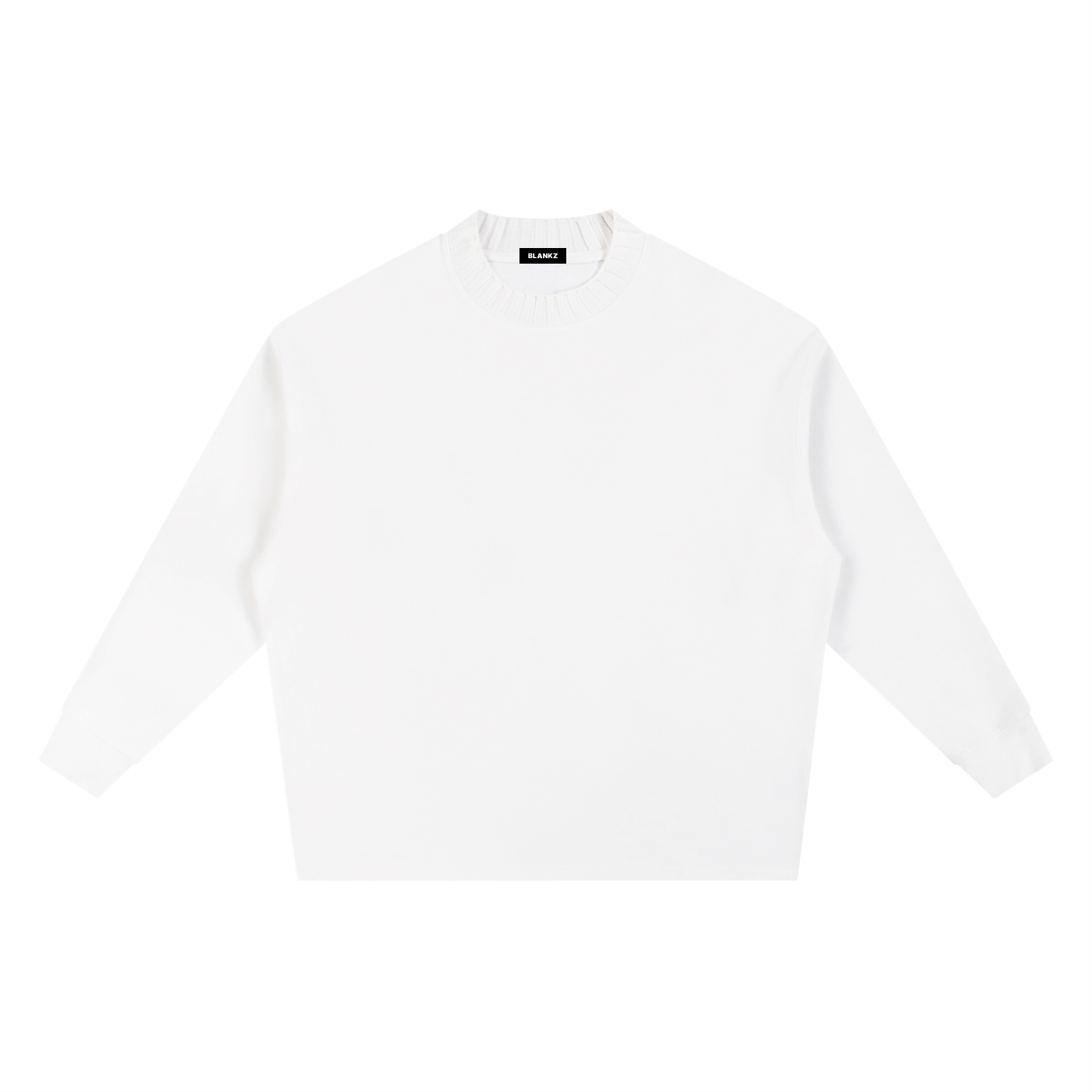 BLANKZ Textured Round-Neck Sweat — White, front view