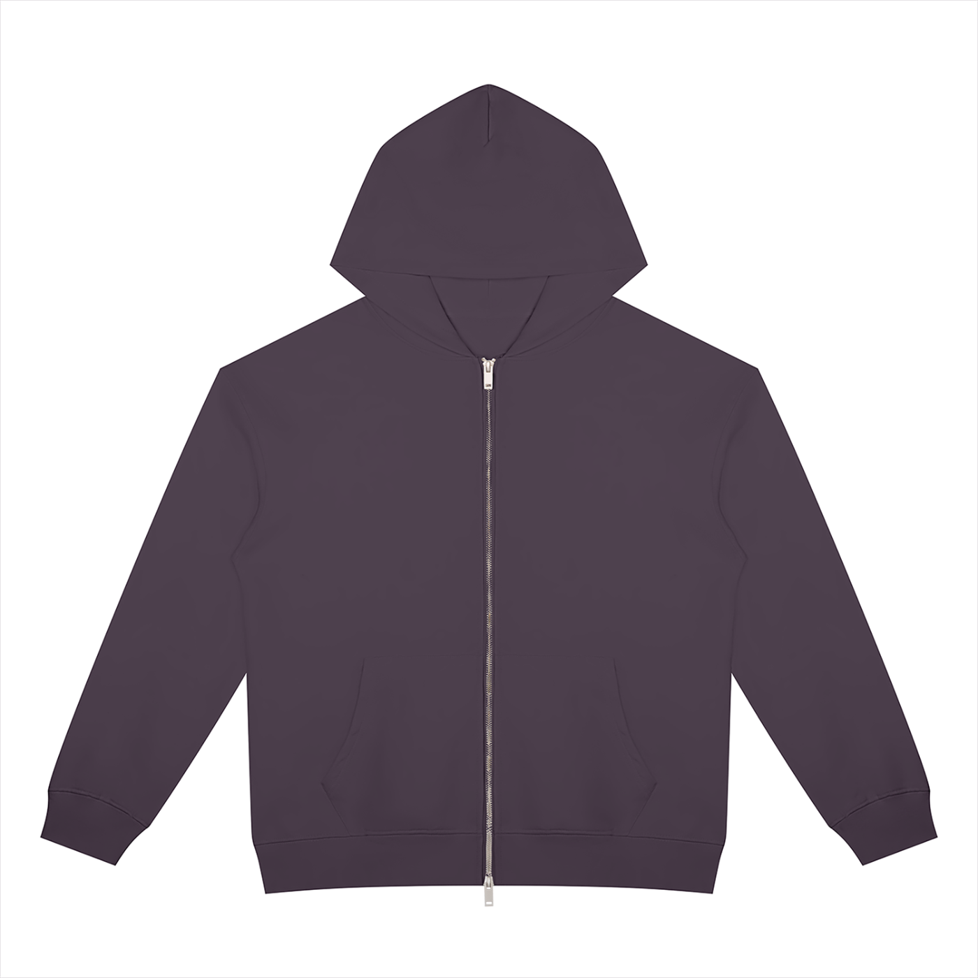 BLANKZ Heavyweight Zip Hoodie 420 — Deep Purple, front view
