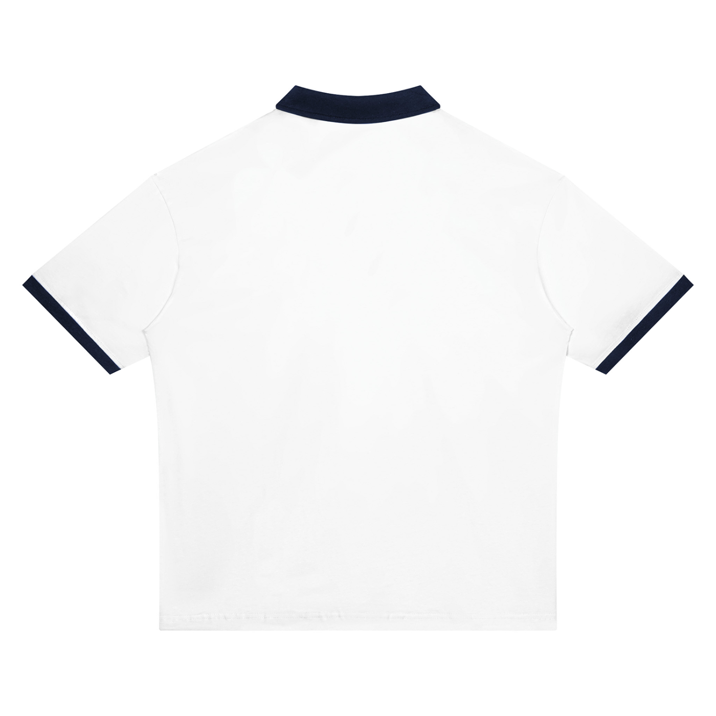 BLANKZ Color Block Polo Shirt — White with Navy Blue — back view