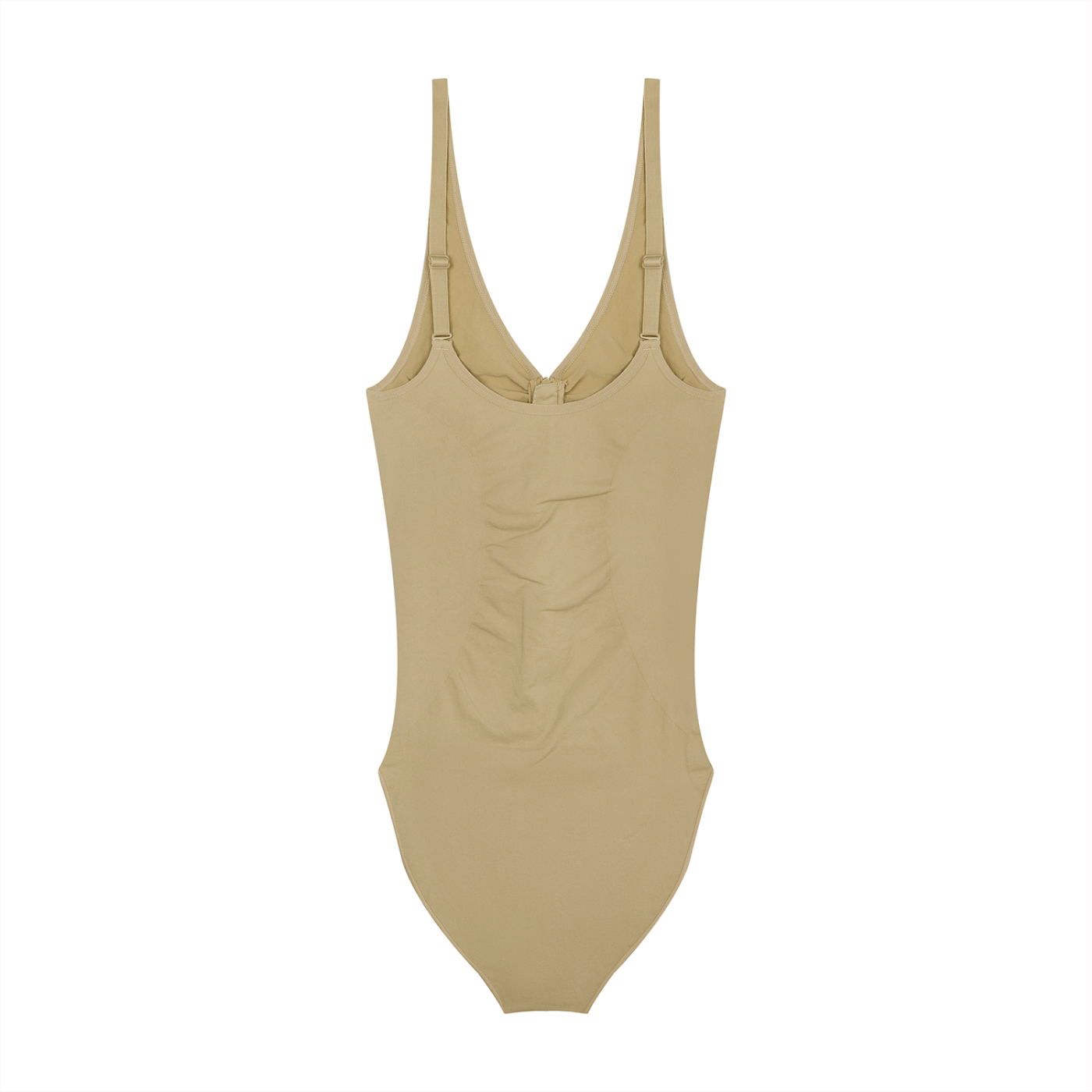BLANKZ Full-Zip Ruched Bodysuit — Khaki, back view