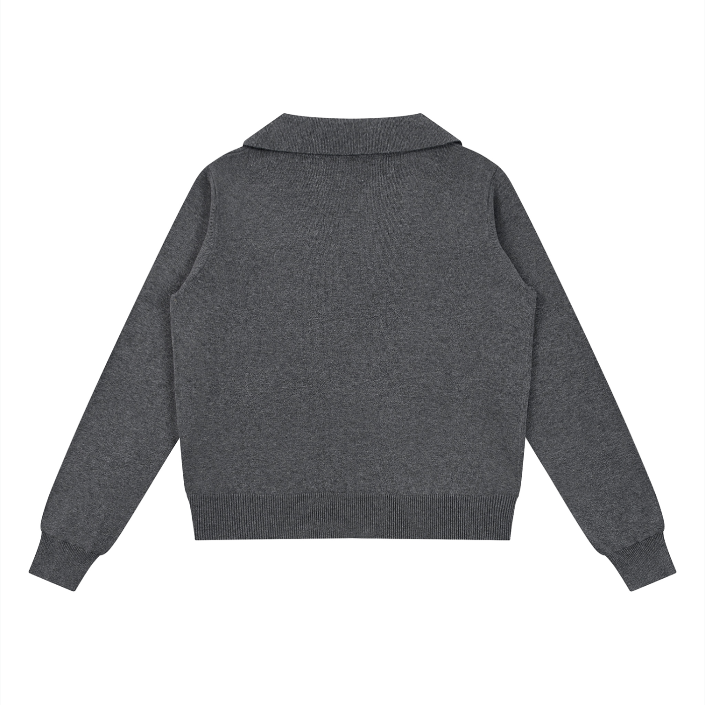 BLANKZ Collared Pullover Knit Sweater — Dark Gray, back view