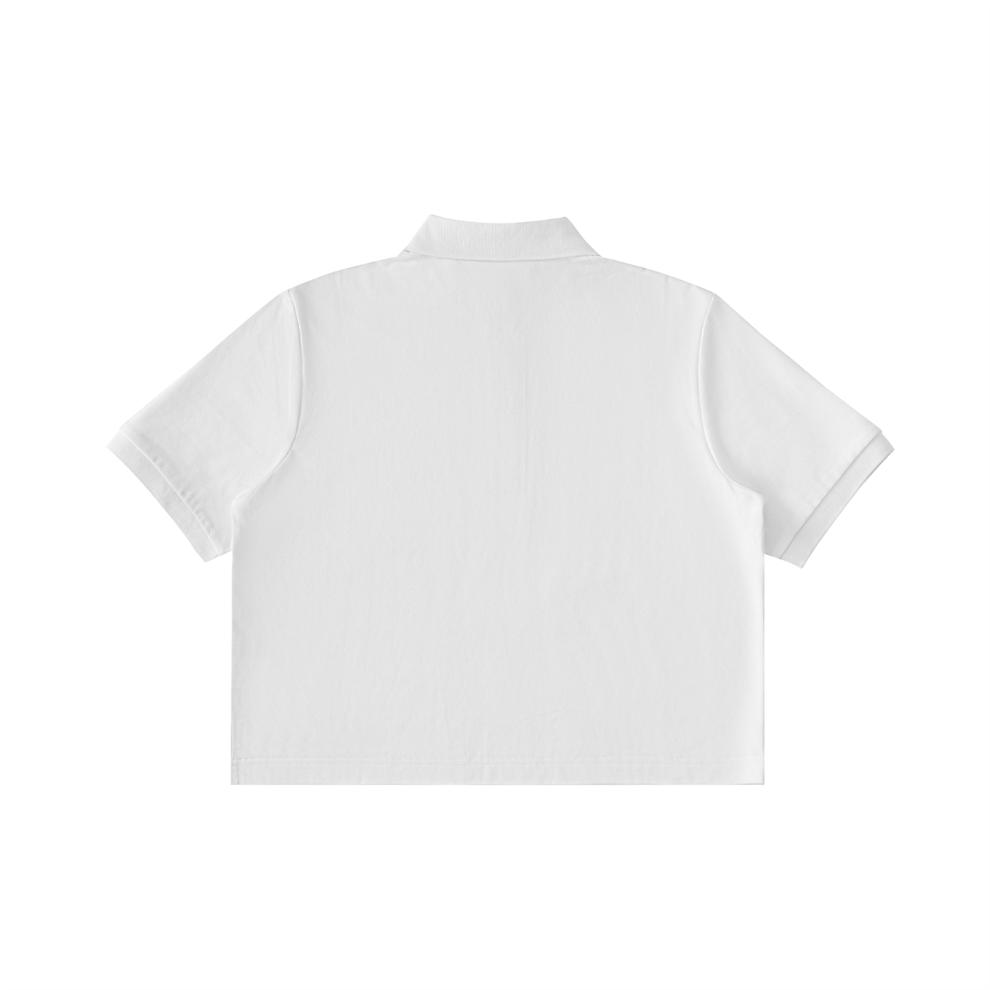 BLANKZ Essential Cropped Polo Shirt — White — back view