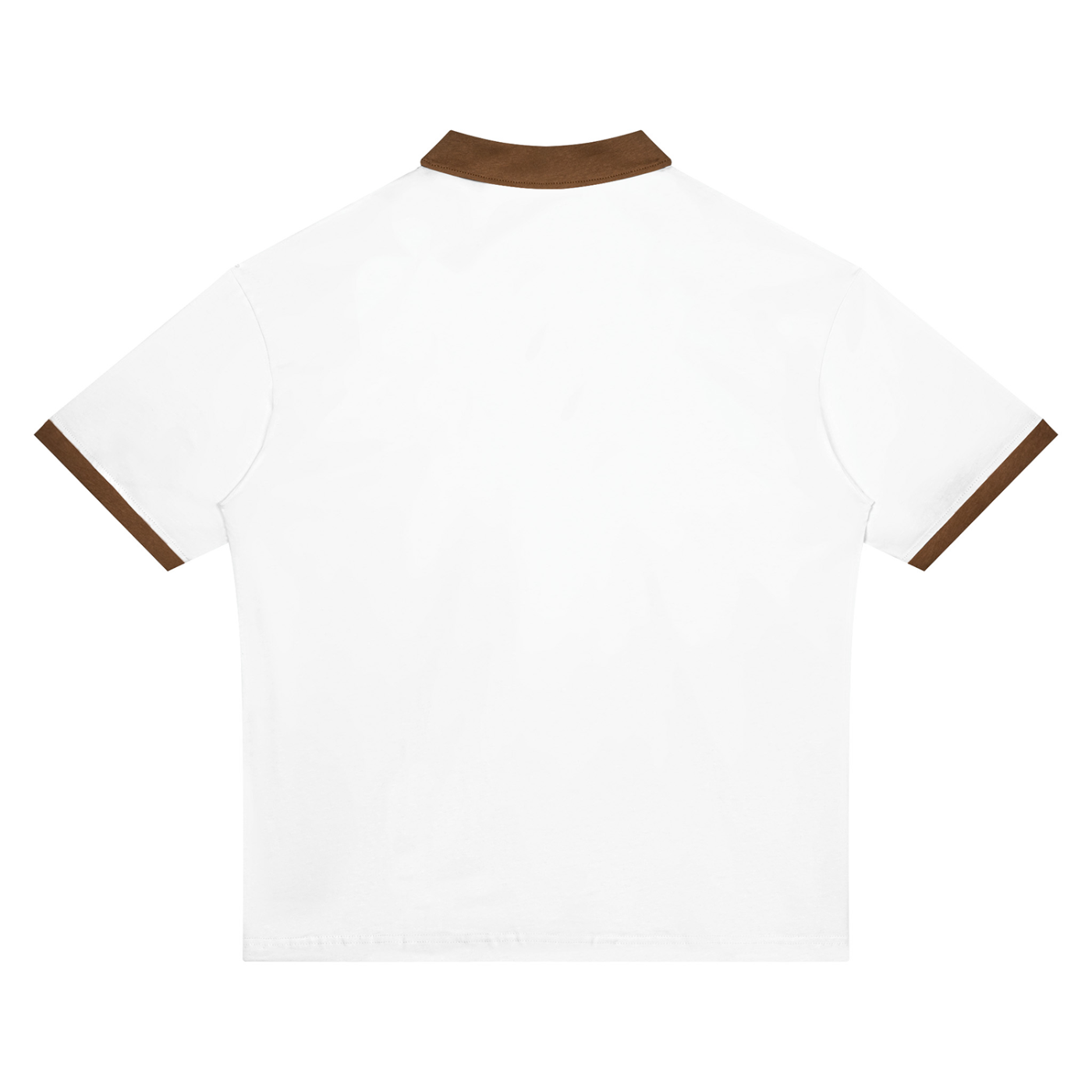 BLANKZ Color Block Polo Shirt — White with Brown — back view