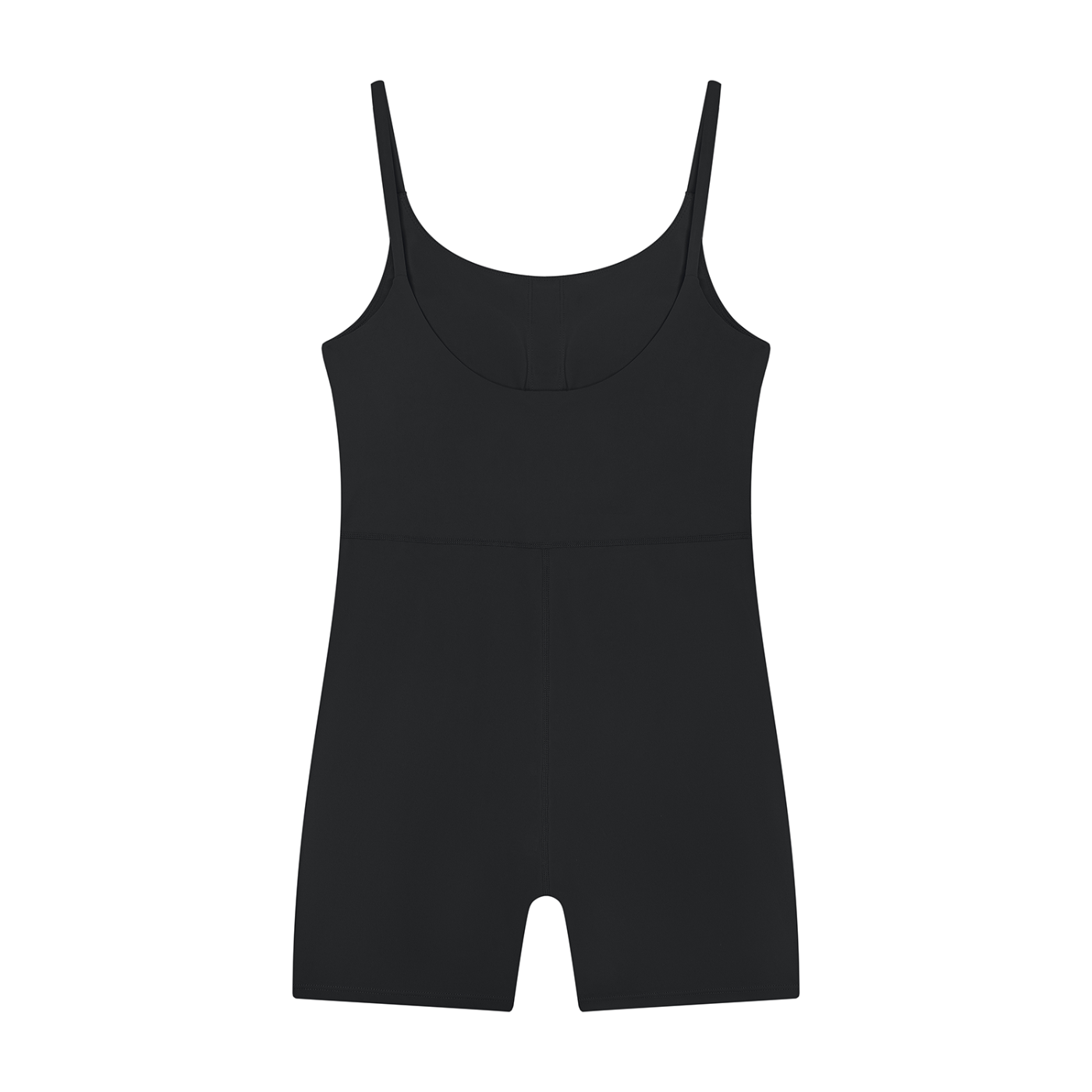 BLANKZ U-Neck Yoga Romper — Black, back view