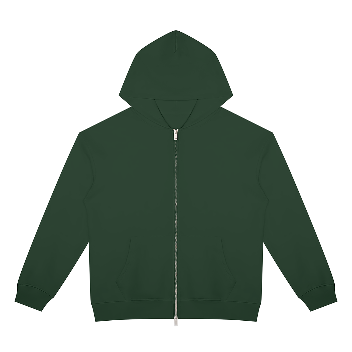 BLANKZ Heavyweight Zip Hoodie 420 — Blackish Green, front view