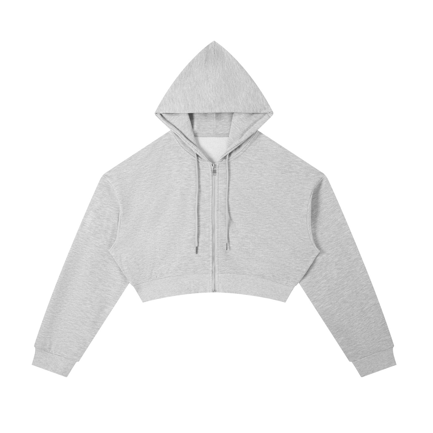 BLANKZ Essential Cropped Zip-Up Hoodie — Flower Gray, front view