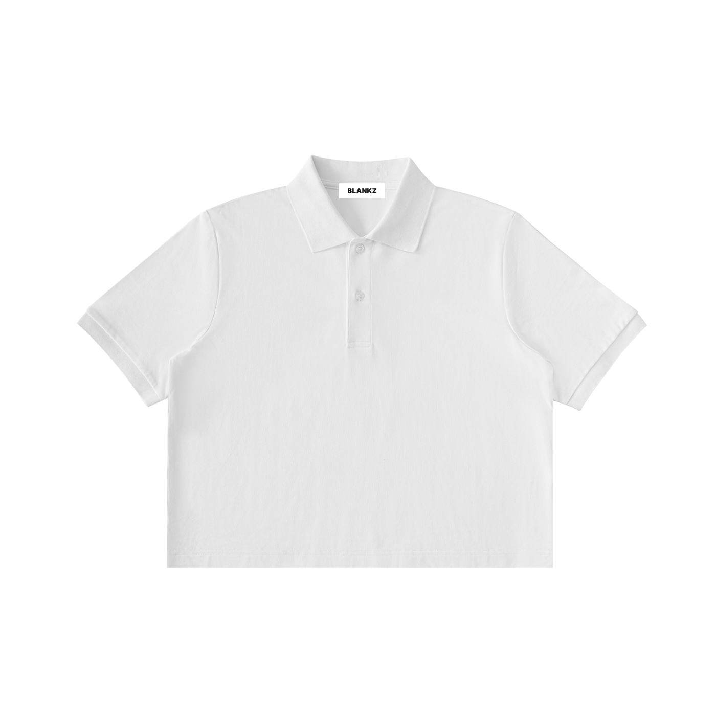 BLANKZ Essential Cropped Polo Shirt — White — front view