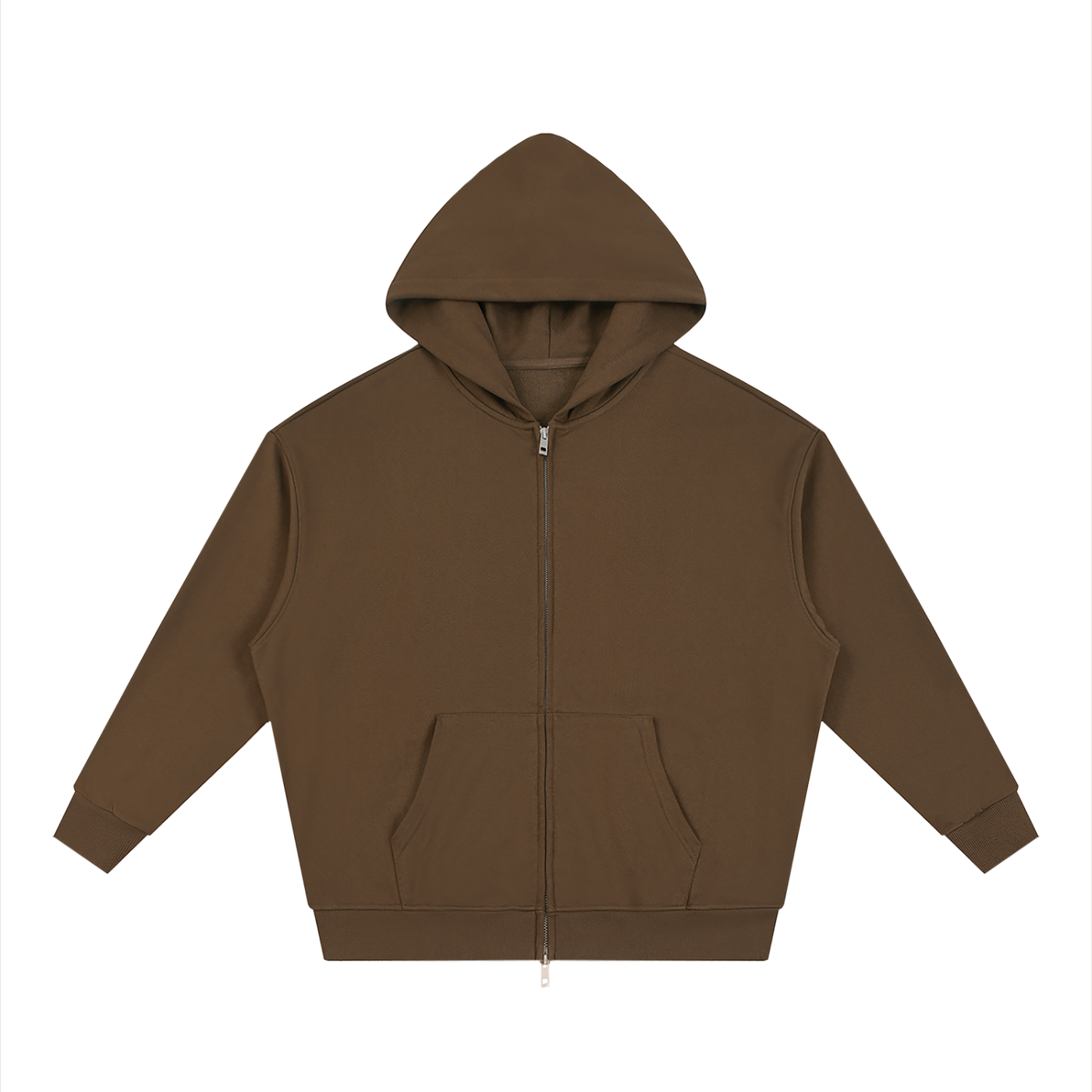BLANKZ Heavy Loose Zip Hoodie — Coffee — front view