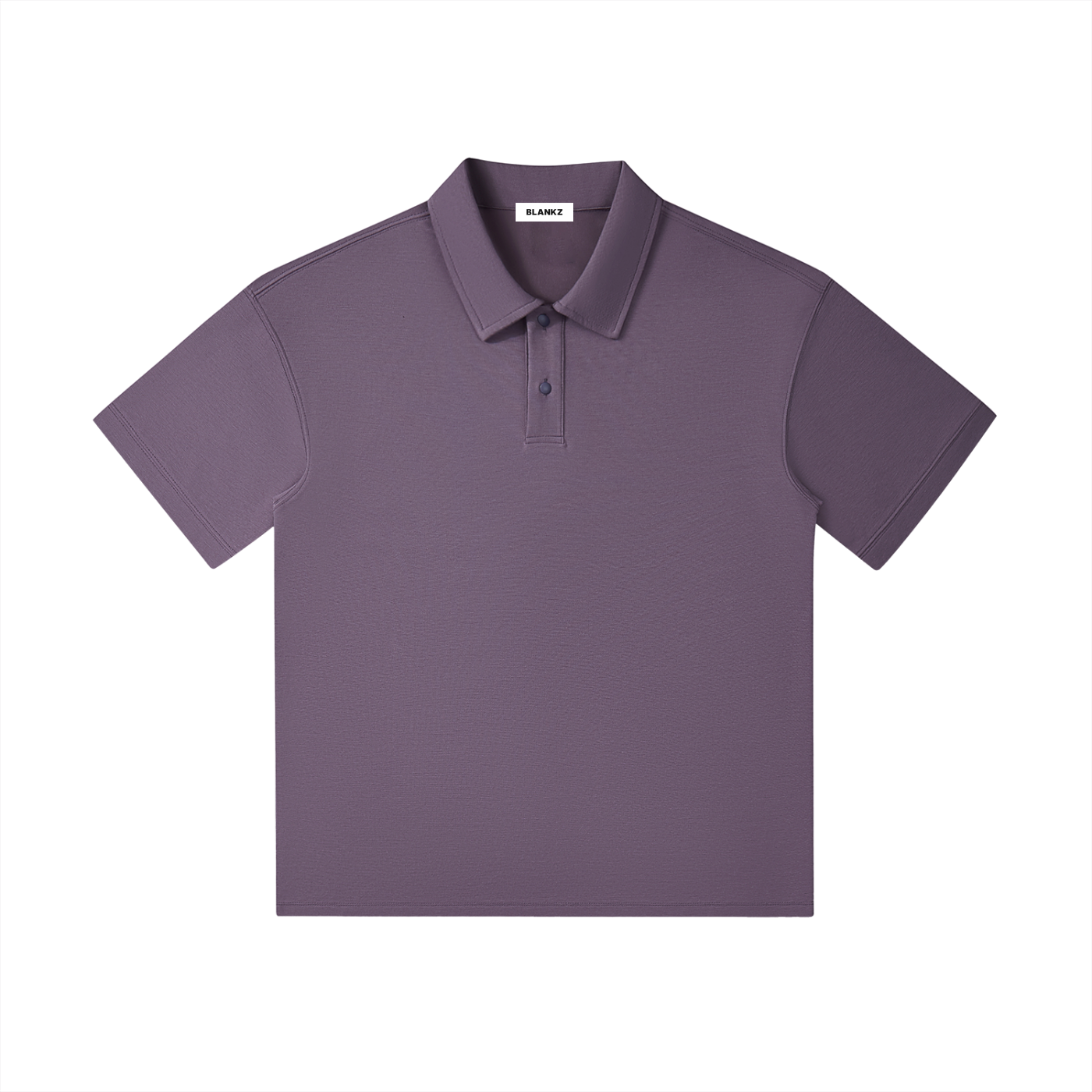 BLANKZ Relaxed Drop-Shoulder Polo — Purple, front view