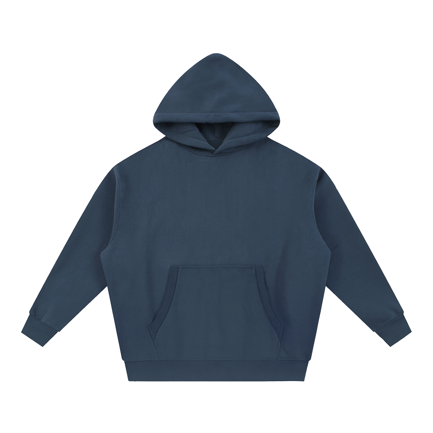 BLANKZ Box Fleece Hoodie — Navy Blue, front view