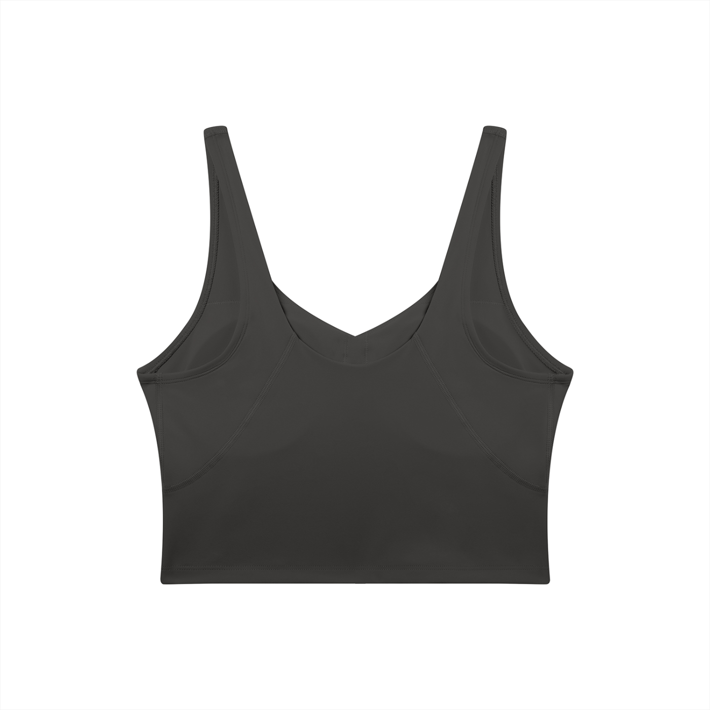 BLANKZ V-Neck Yoga Sports Bra — Charcoal Gray, back view