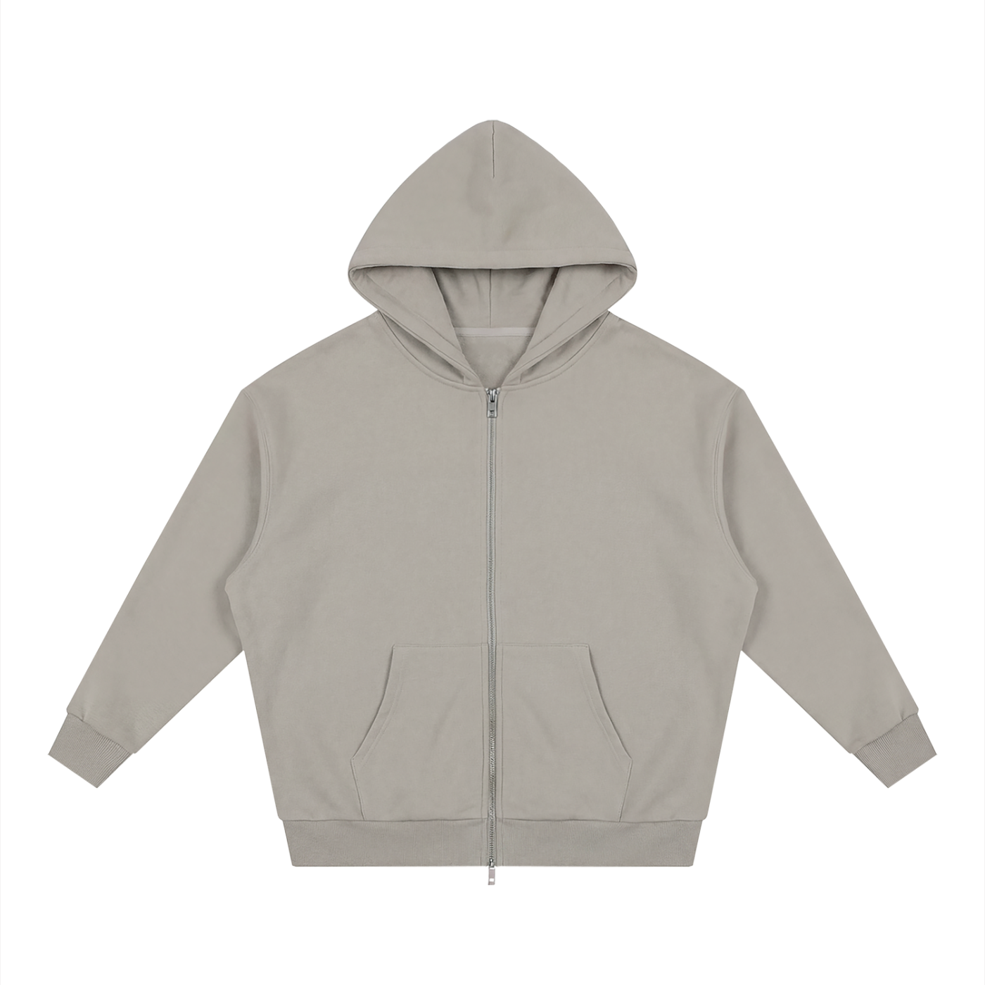 BLANKZ Heavy Loose Zip Hoodie — Light Gray — front view