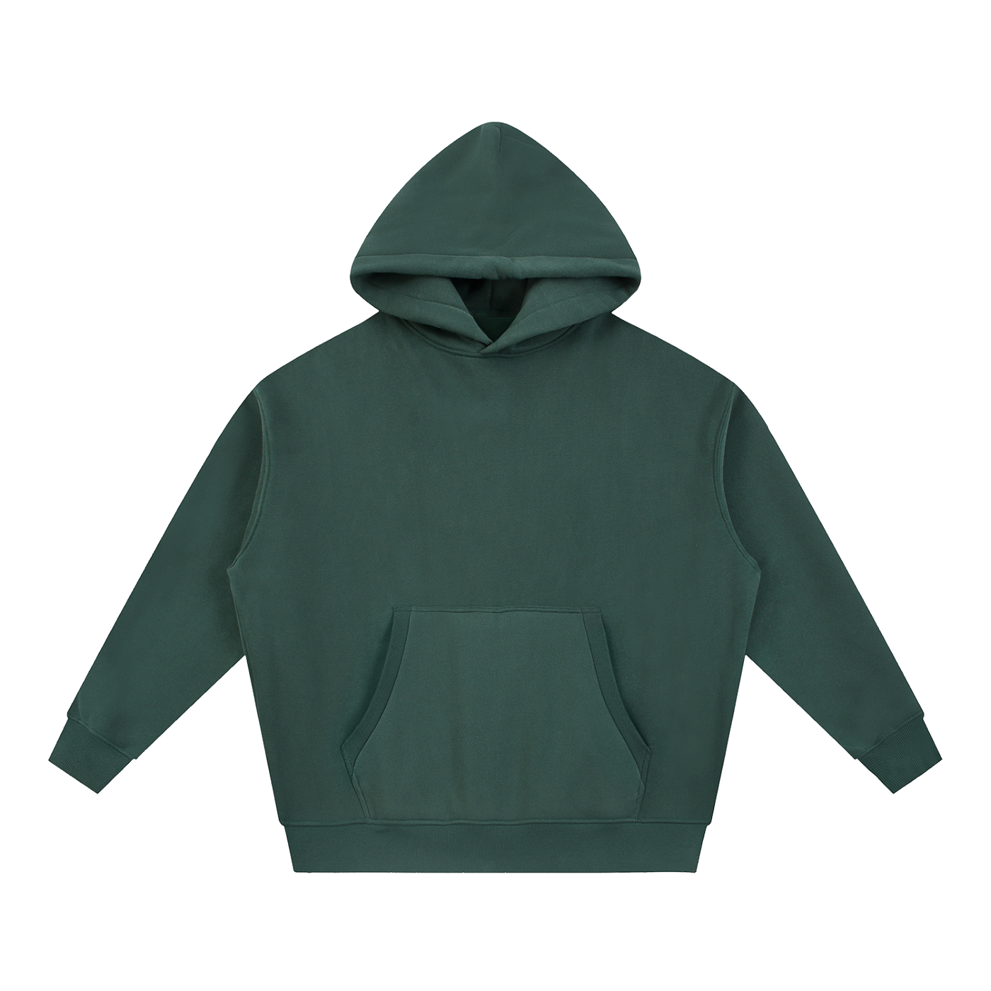 BLANKZ Box Fleece Hoodie — Dark Green, front view