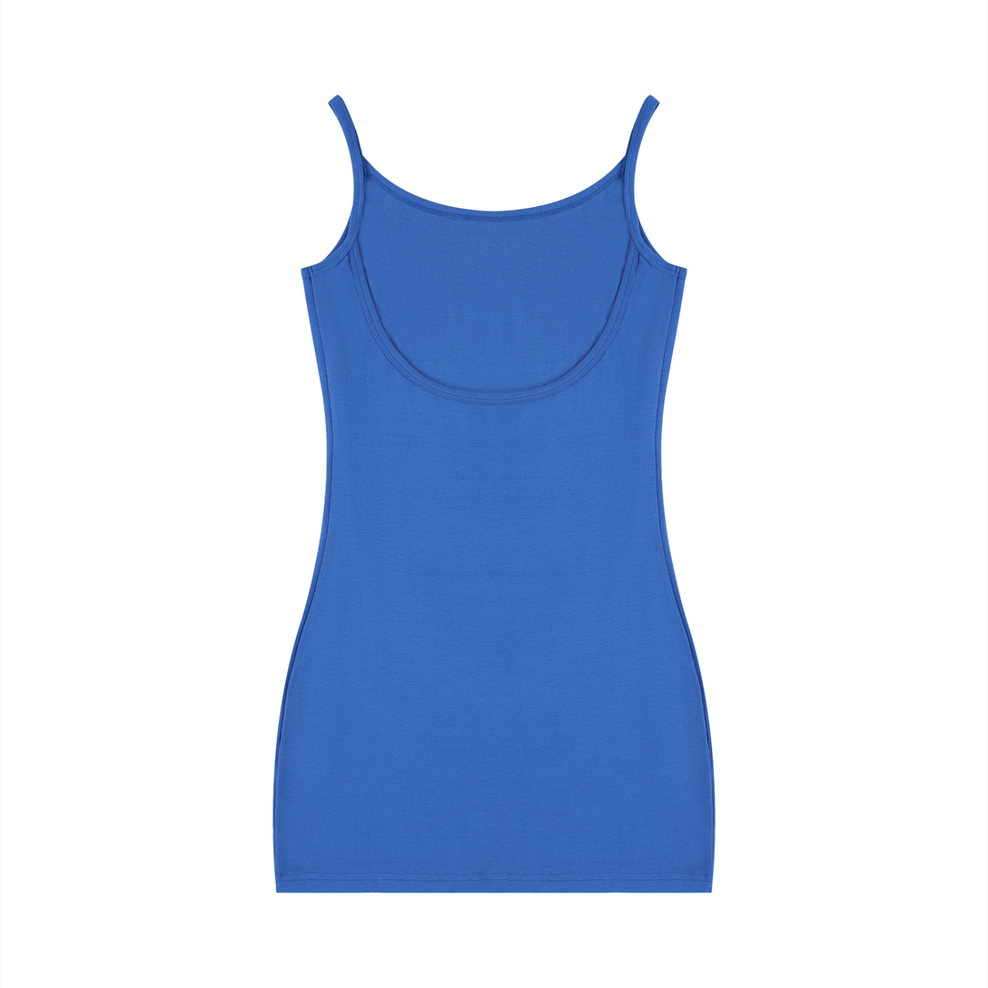 BLANKZ Solid Tight Sleeveless Dress — Colorful Blue, back view