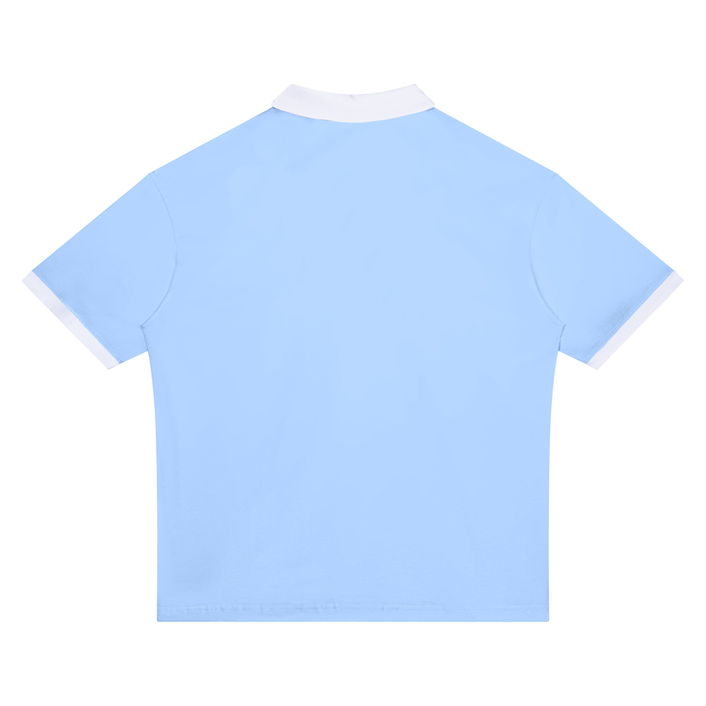 BLANKZ Color Block Polo Shirt — Light Blue with White — back view