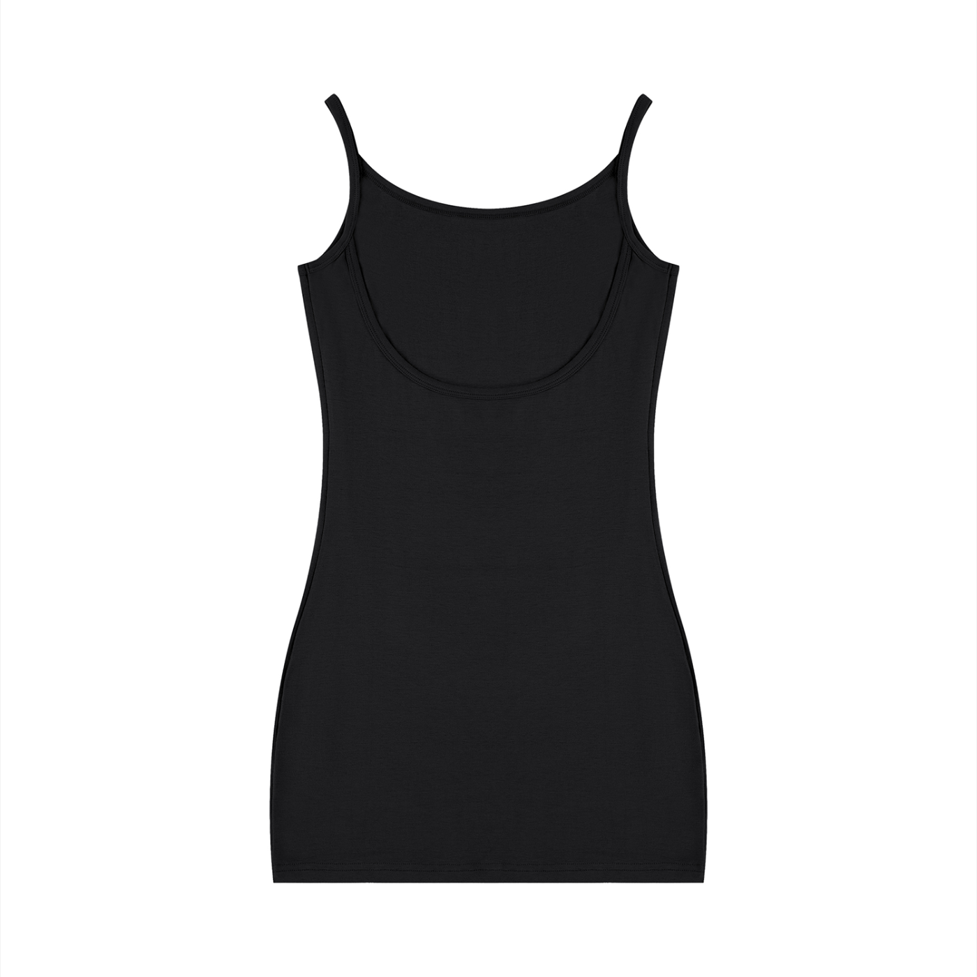 BLANKZ Solid Tight Sleeveless Dress — Black, back view