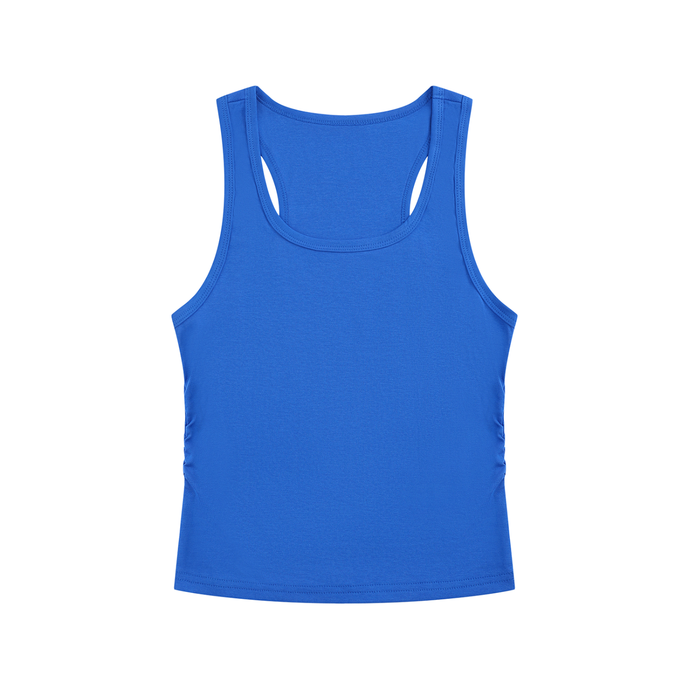 BLANKZ Ruched Tank Top — Klein Blue — front view