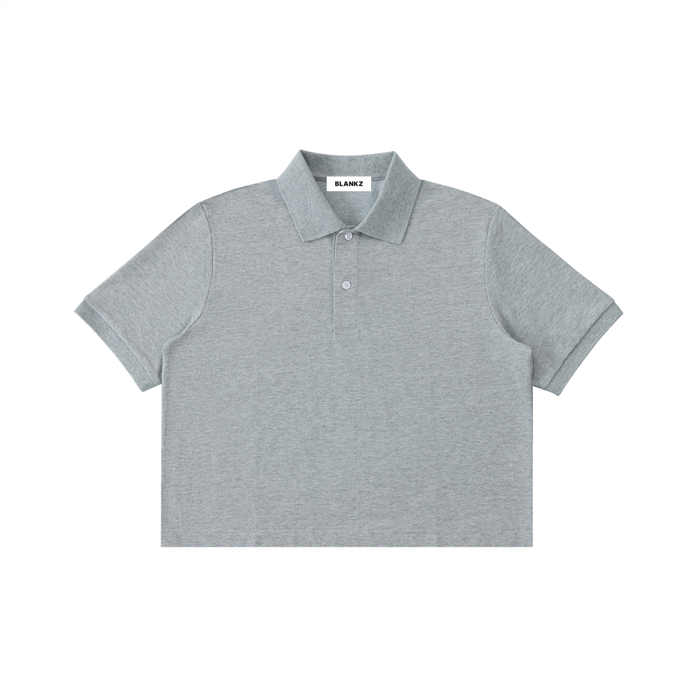 BLANKZ Essential Cropped Polo Shirt — Gray — front view
