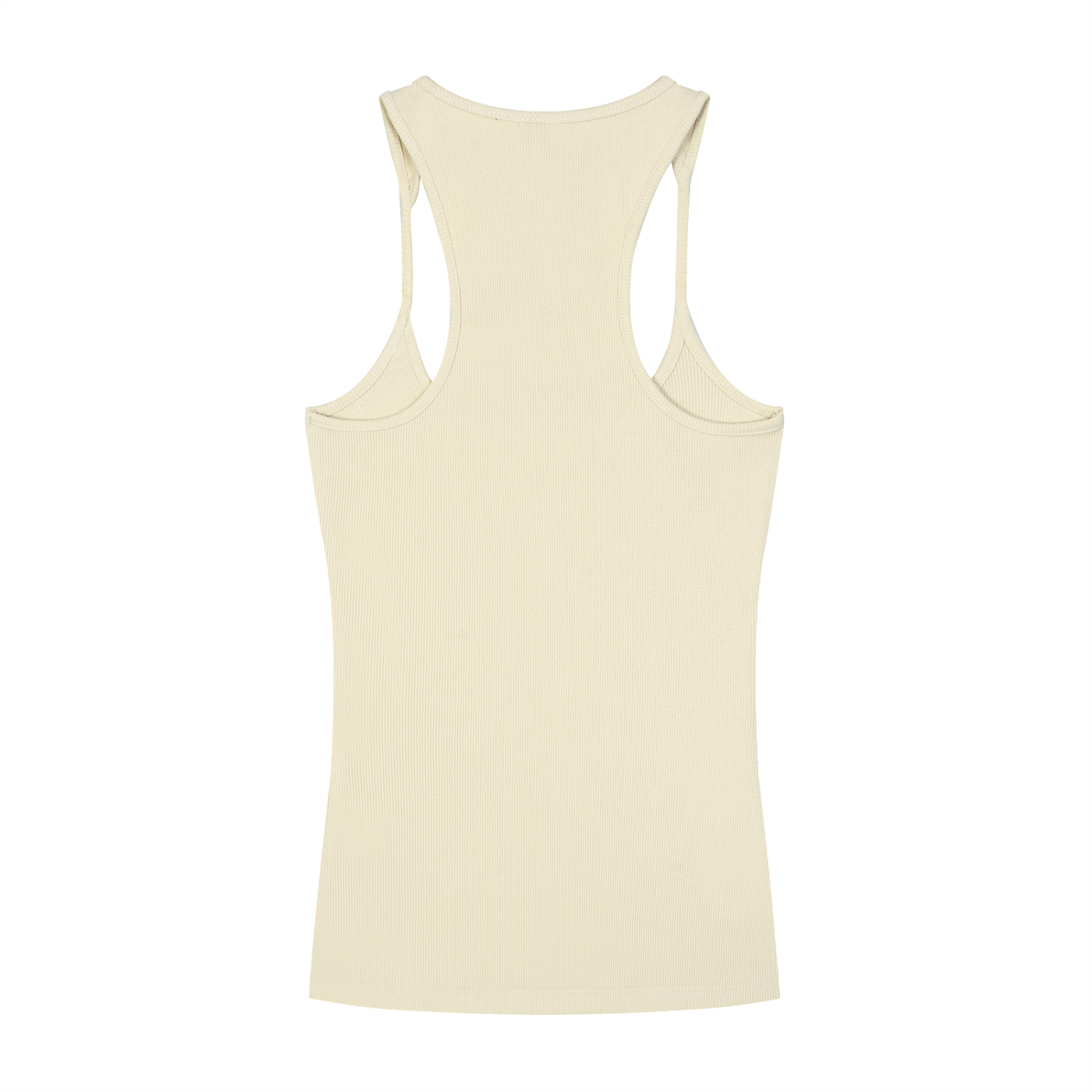 BLANKZ Slim Fit Ribbed Racerback Tank Top — Apricot, back view