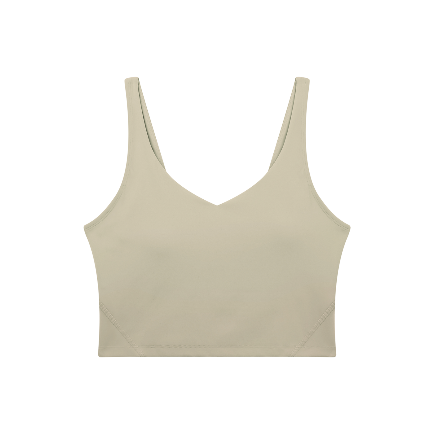 BLANKZ V-Neck Yoga Sports Bra — Pale Khaki, front view