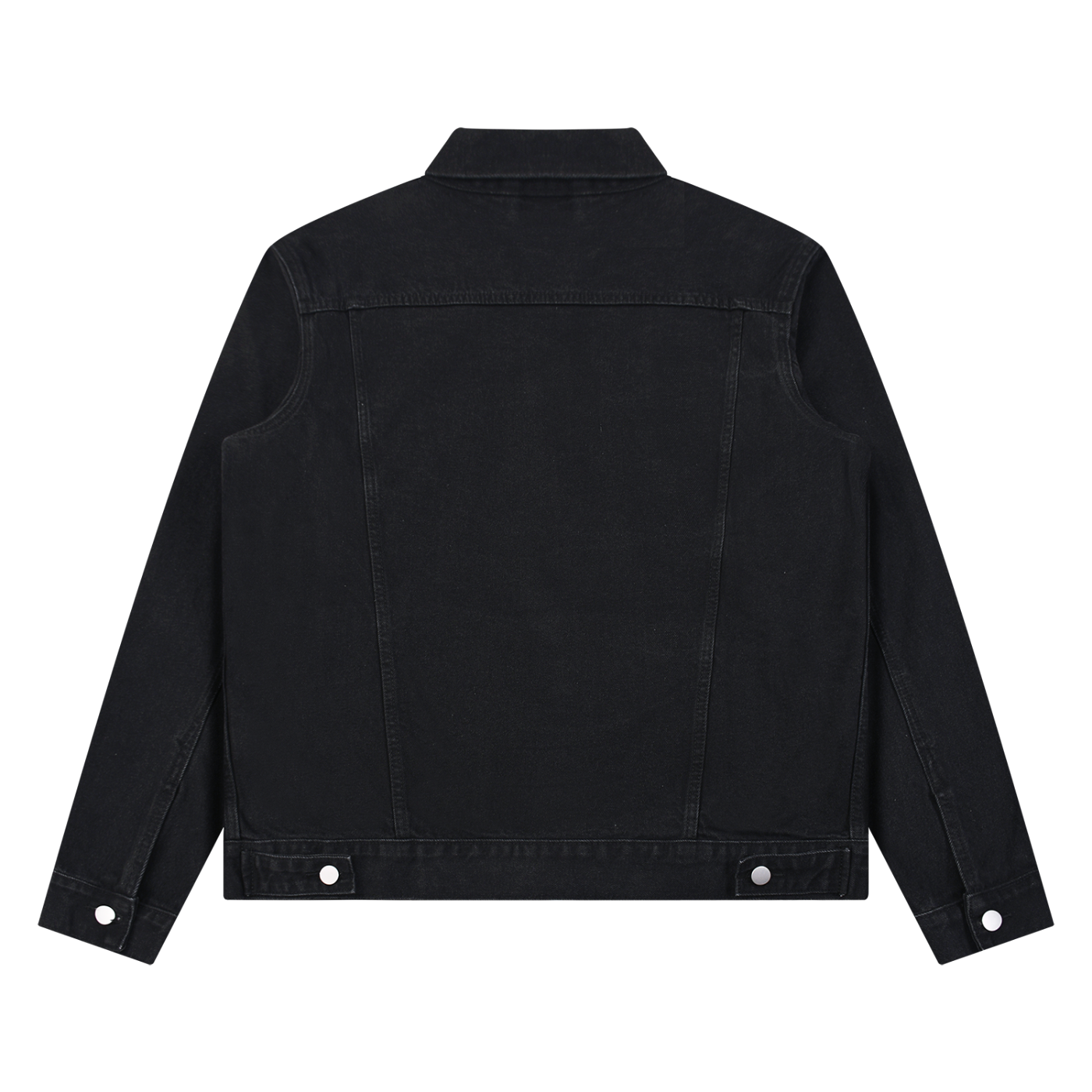 BLANKZ Classic Washed Denim Jacket — Black, back view