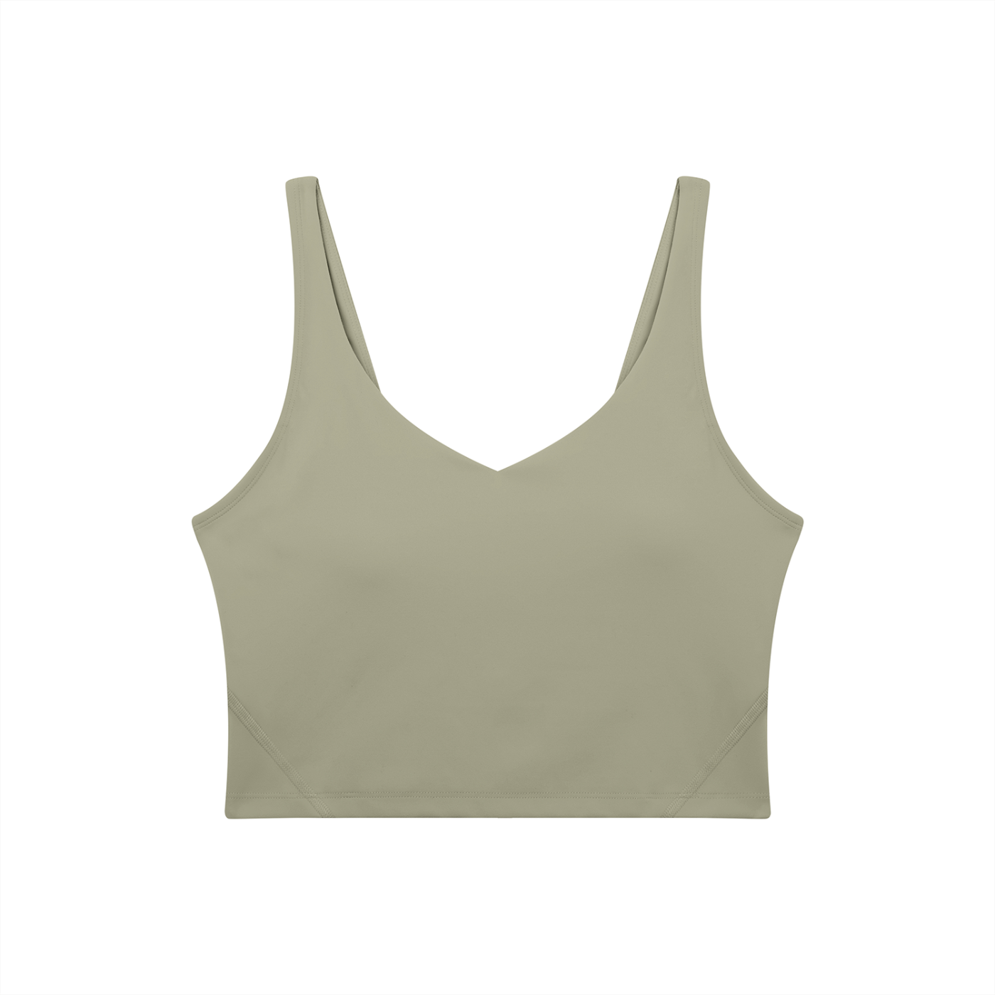BLANKZ V-Neck Yoga Sports Bra — Gray green, front view