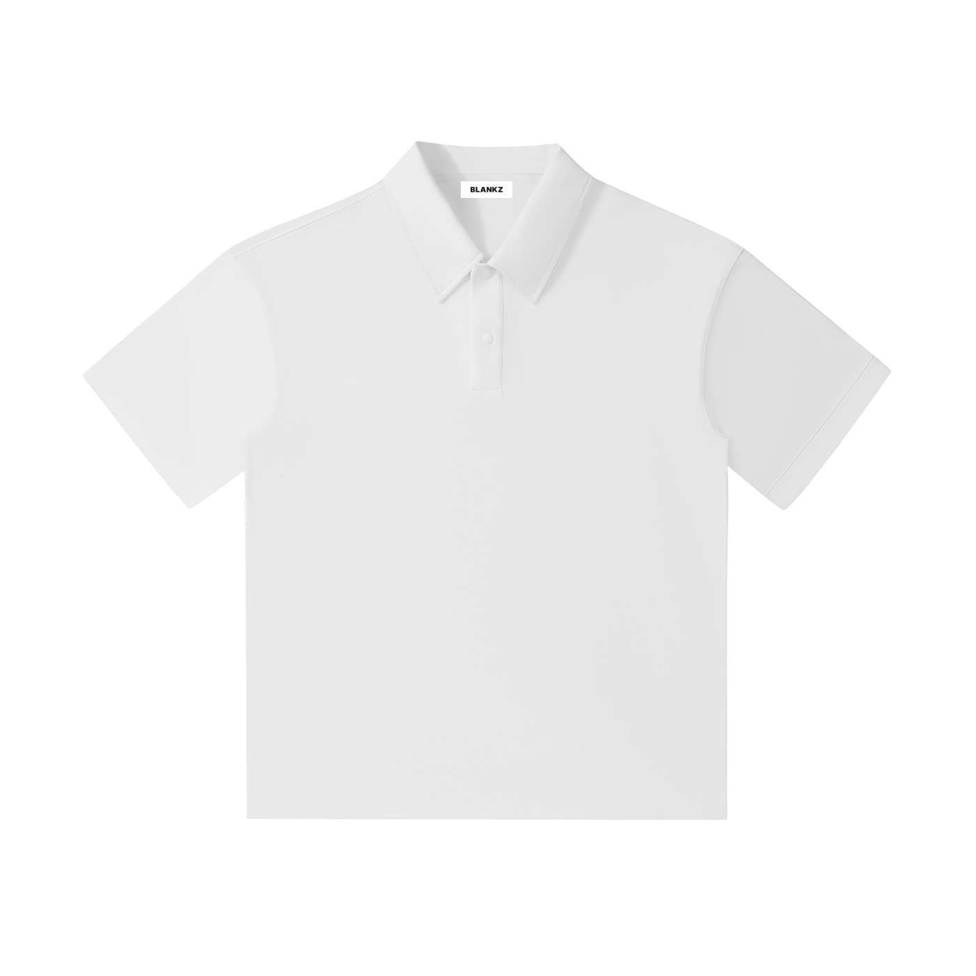 BLANKZ Relaxed Drop-Shoulder Polo — White, front view