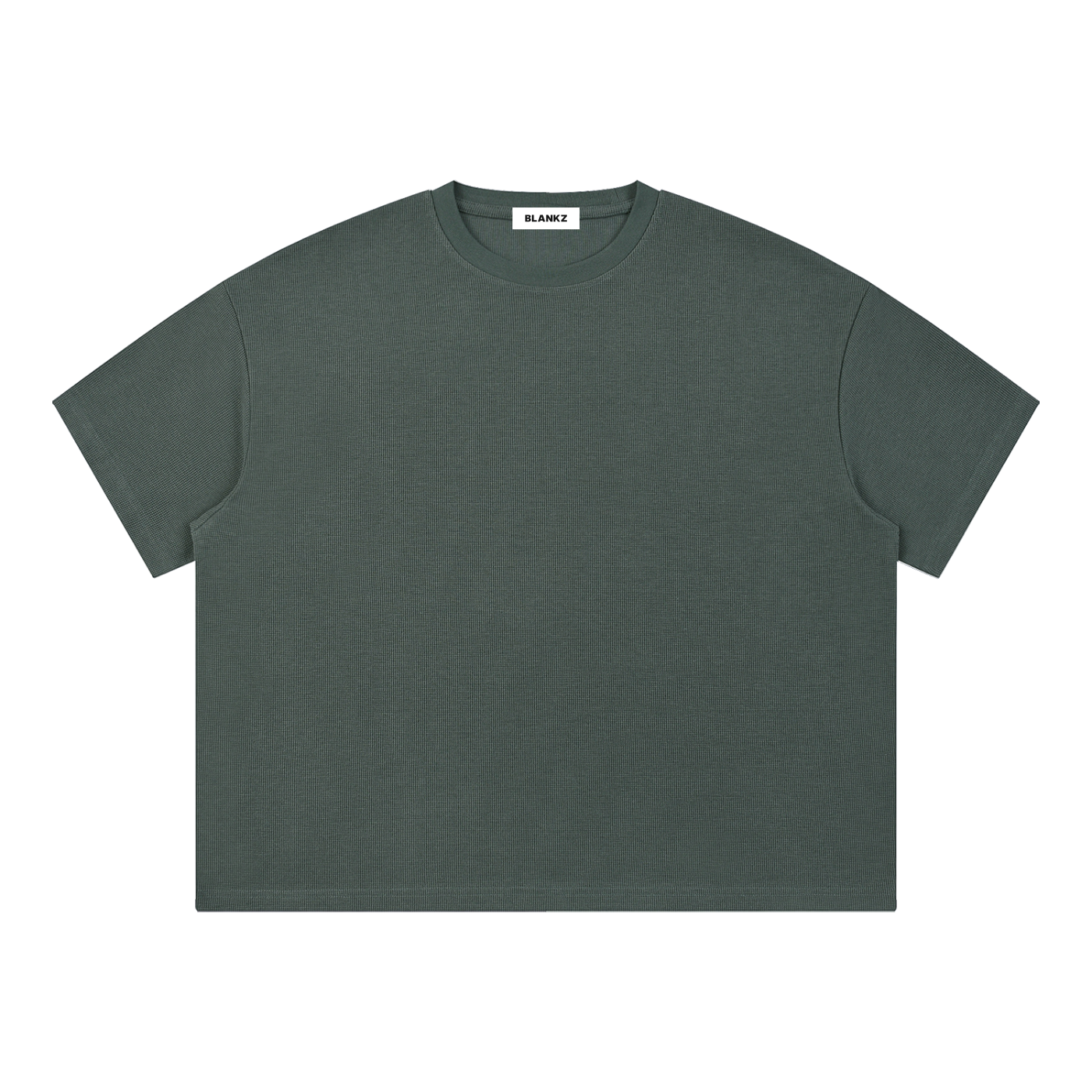 BLANKZ Waffle Box Tee — Dark Gray, front view