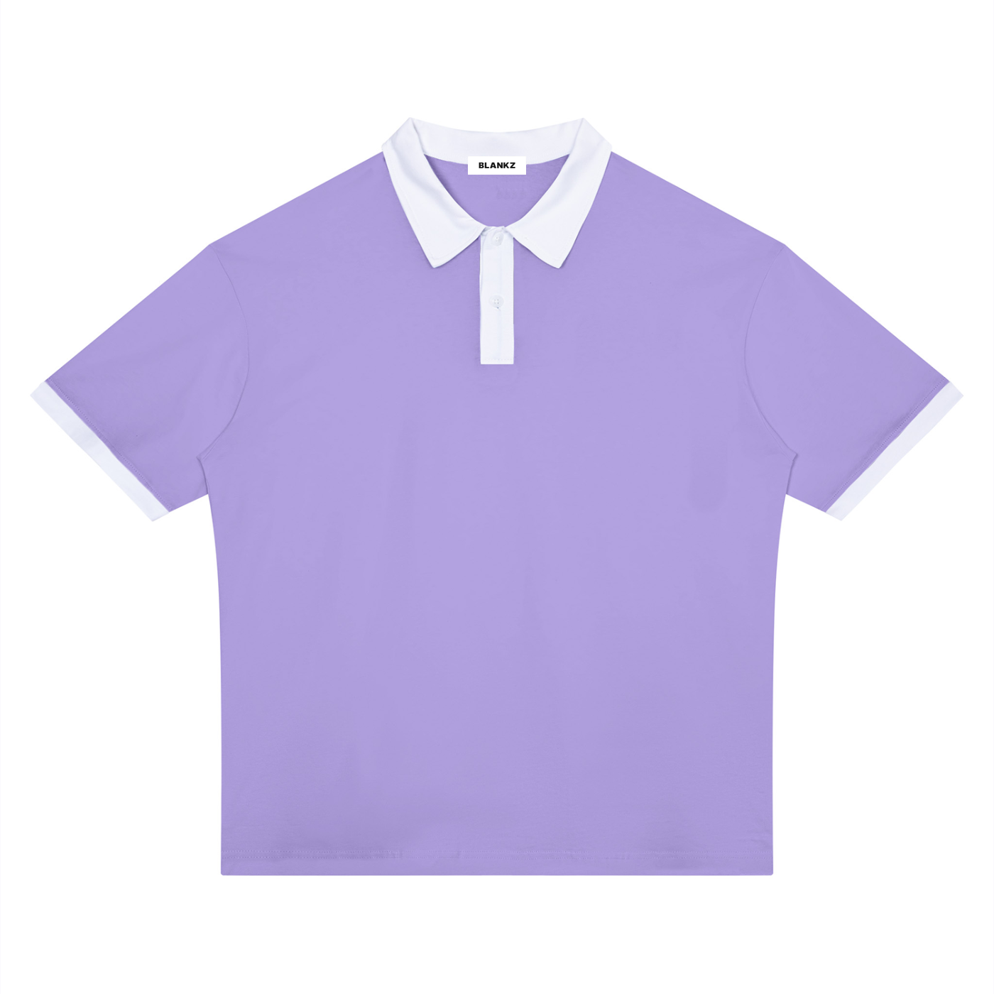 BLANKZ Color Block Polo Shirt — Light Purple with White — front view