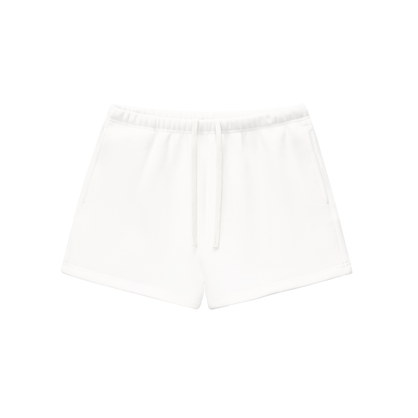 BLANKZ Essential Fleece Drawstring Sweatshorts — White, front view