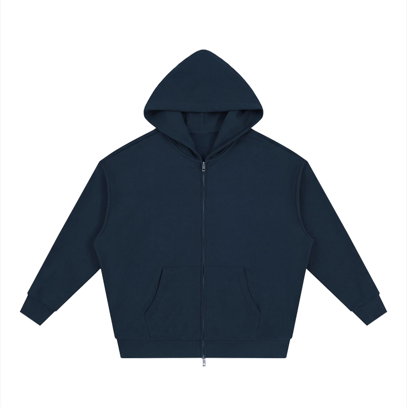 BLANKZ Heavy Loose Zip Hoodie — Navy Blue — front view