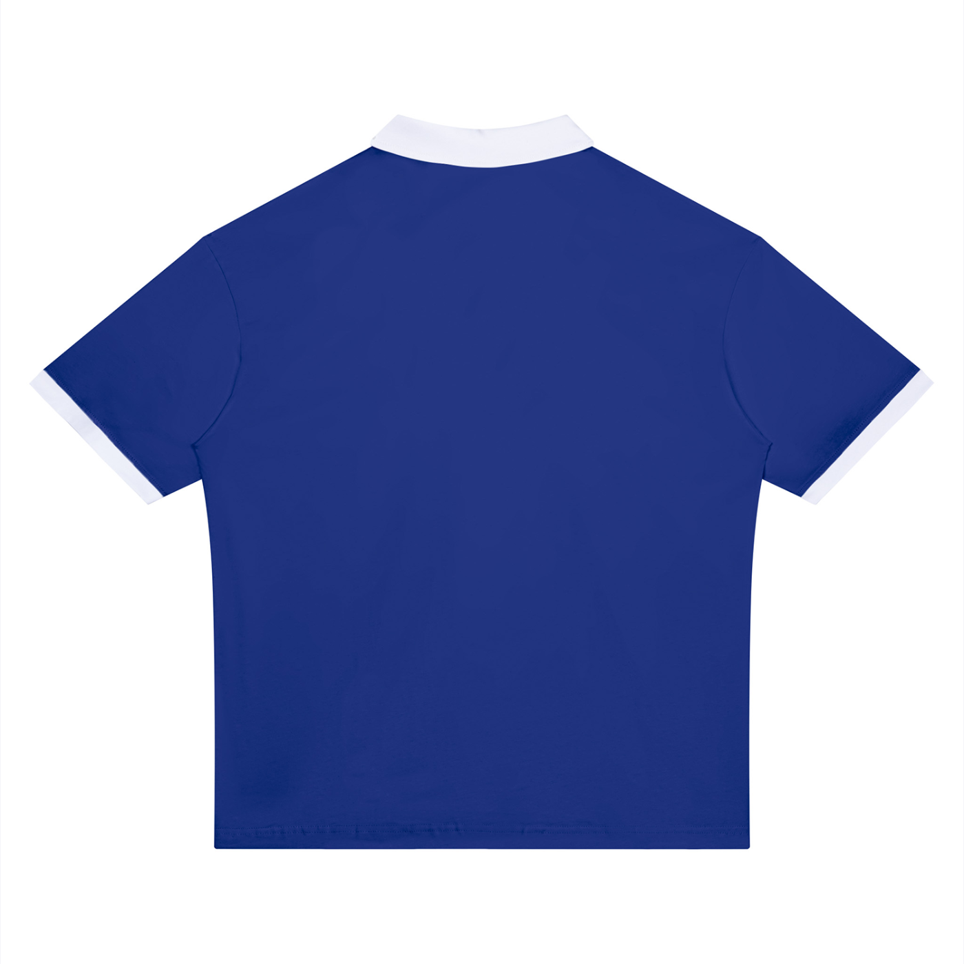 BLANKZ Color Block Polo Shirt — Klein Blue with White — back view