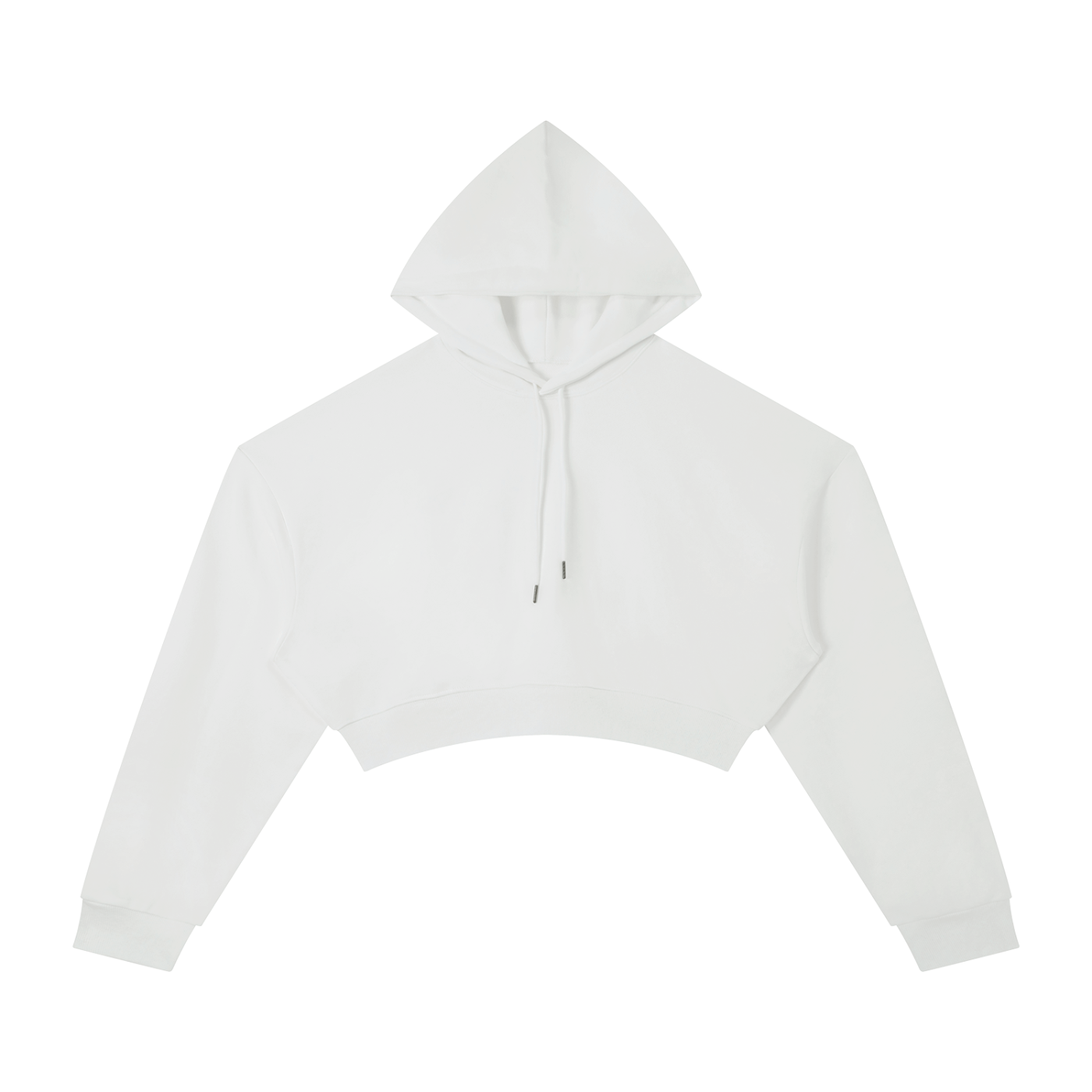 BLANKZ Essential Cropped Hoodie · 310 GSM — White, front view
