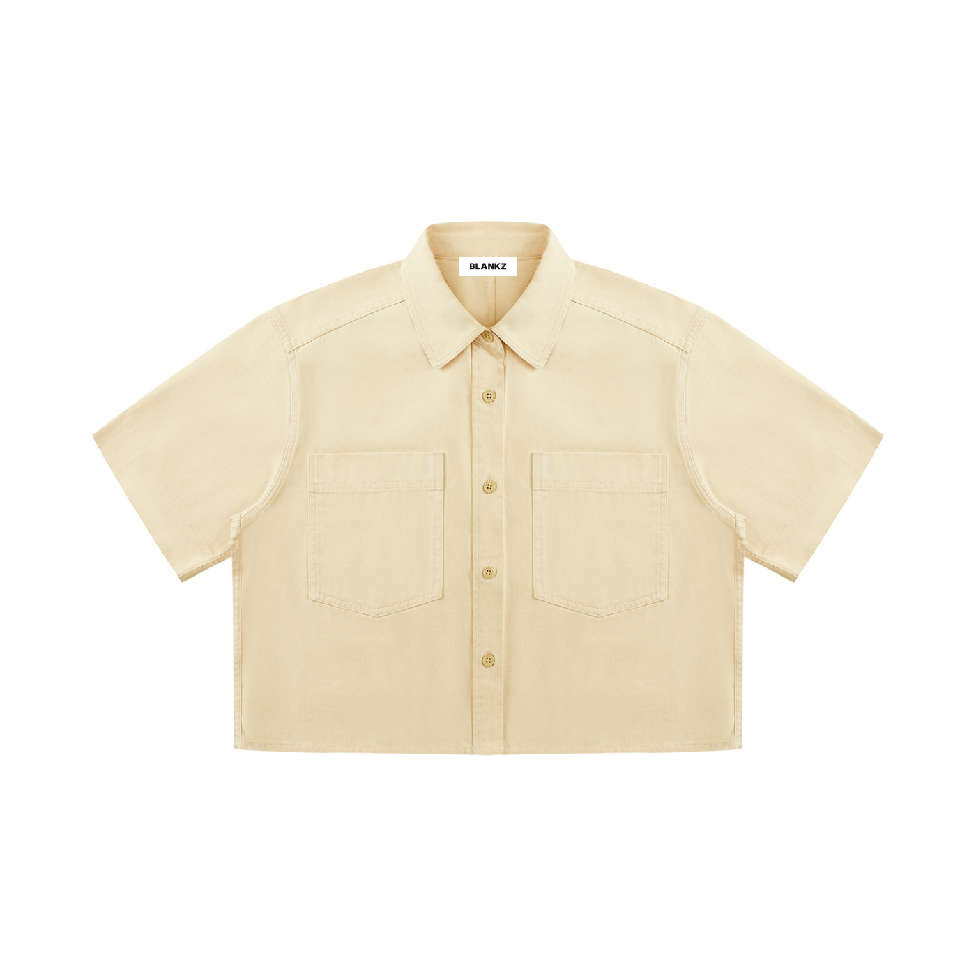 BLANKZ Crop Short Sleeve Shirt — Apricot, front view