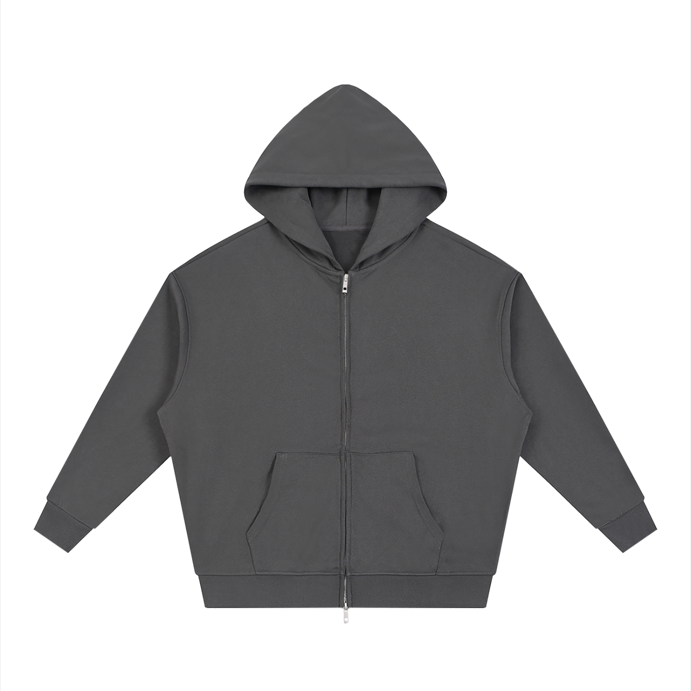 BLANKZ Heavy Loose Zip Hoodie — Dark Gray — front view