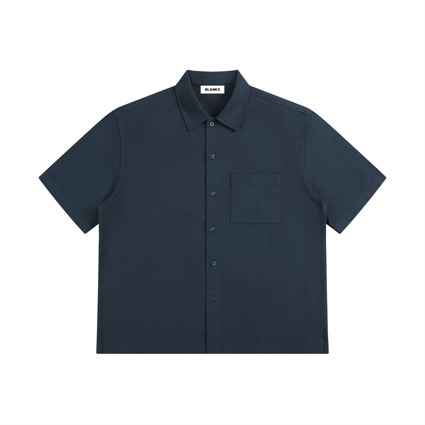 BLANKZ Patch-Pocket Shirt — Navy Blue — front view