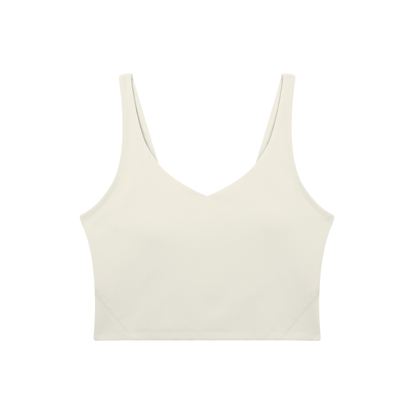 BLANKZ V-Neck Yoga Sports Bra — Beige, front view