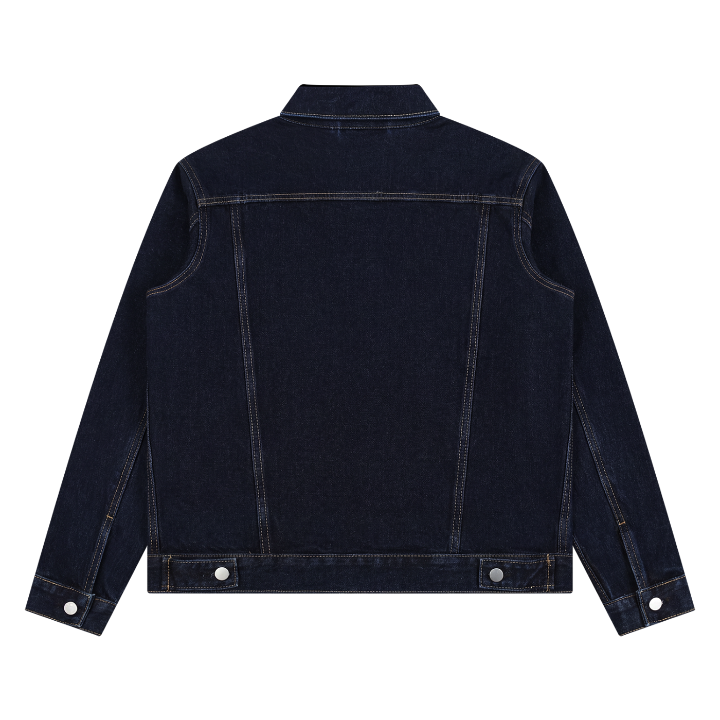 BLANKZ Classic Washed Denim Jacket — Navy Blue, back view