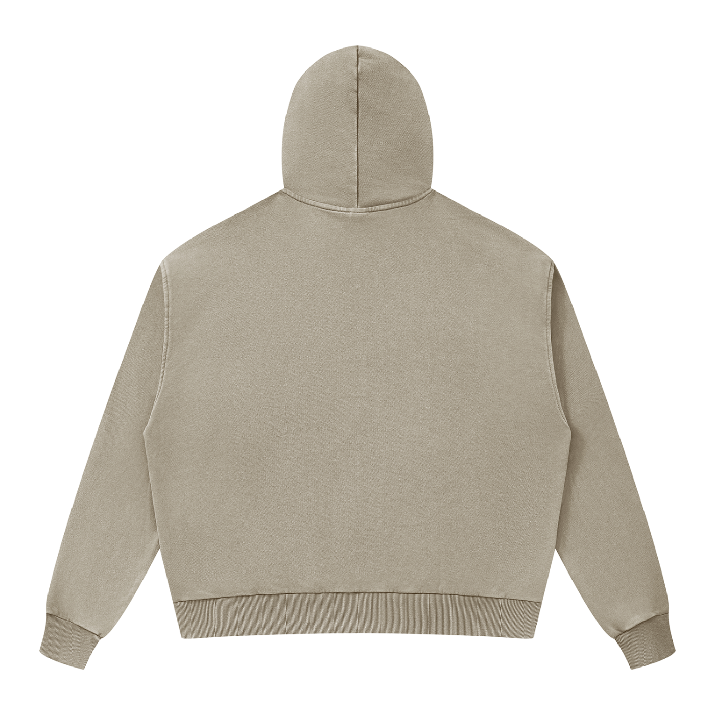 BLANKZ Mineral Wash Boxy Full Zip Hoodie — Khaki, back view