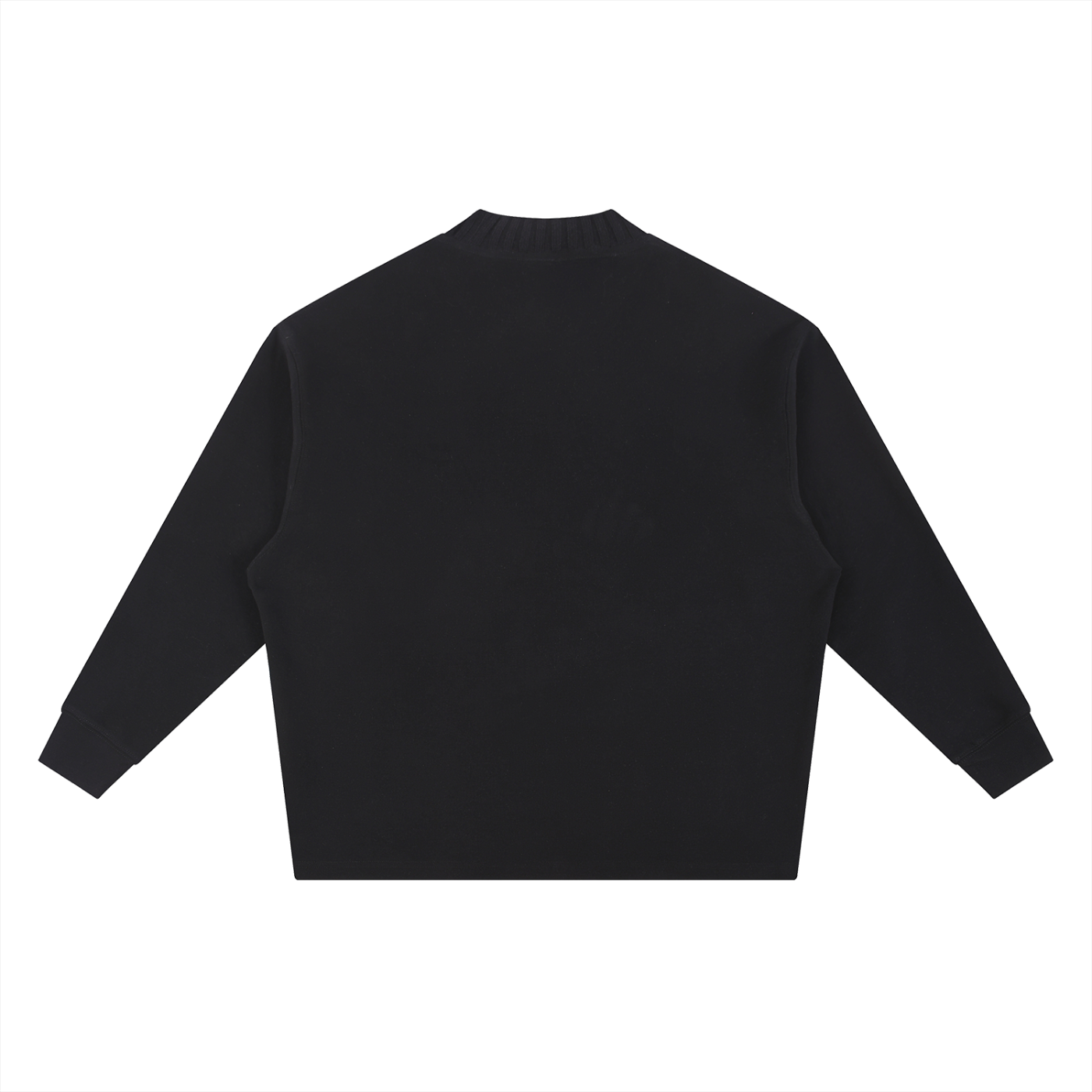 BLANKZ Textured Round-Neck Sweat — Black, back view