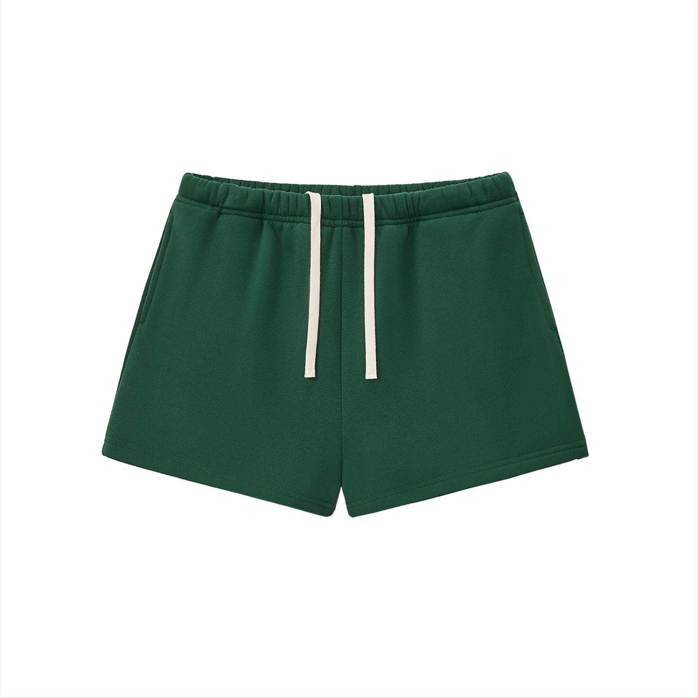 BLANKZ Essential Fleece Drawstring Sweatshorts — Blackish Green, front view