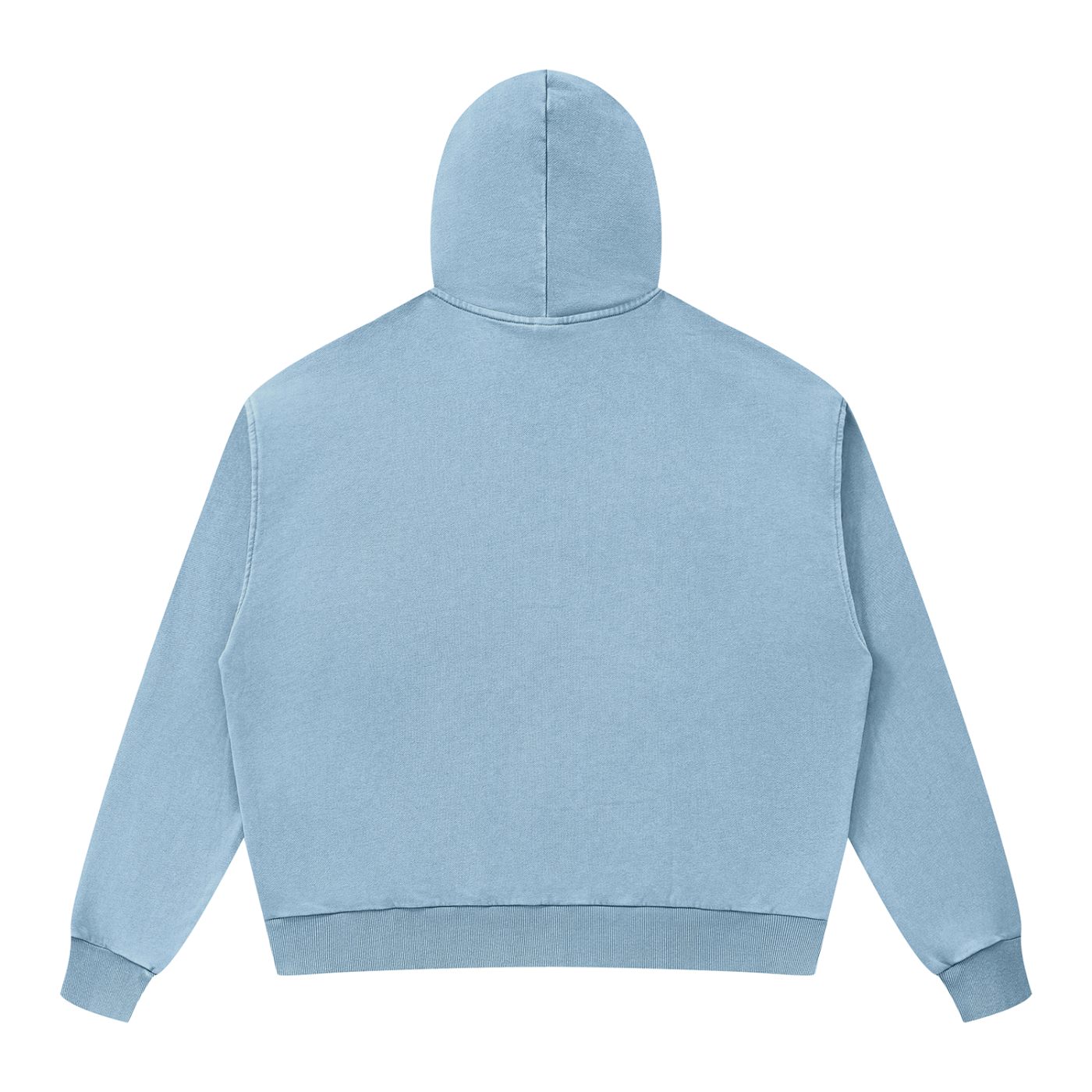 BLANKZ Mineral Wash Boxy Full Zip Hoodie — Haze Blue, back view