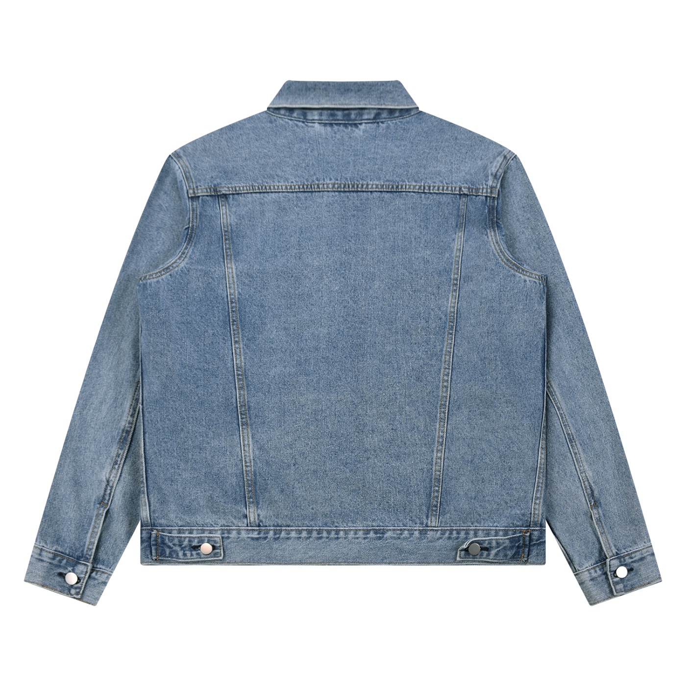 BLANKZ Classic Washed Denim Jacket — Blue, back view