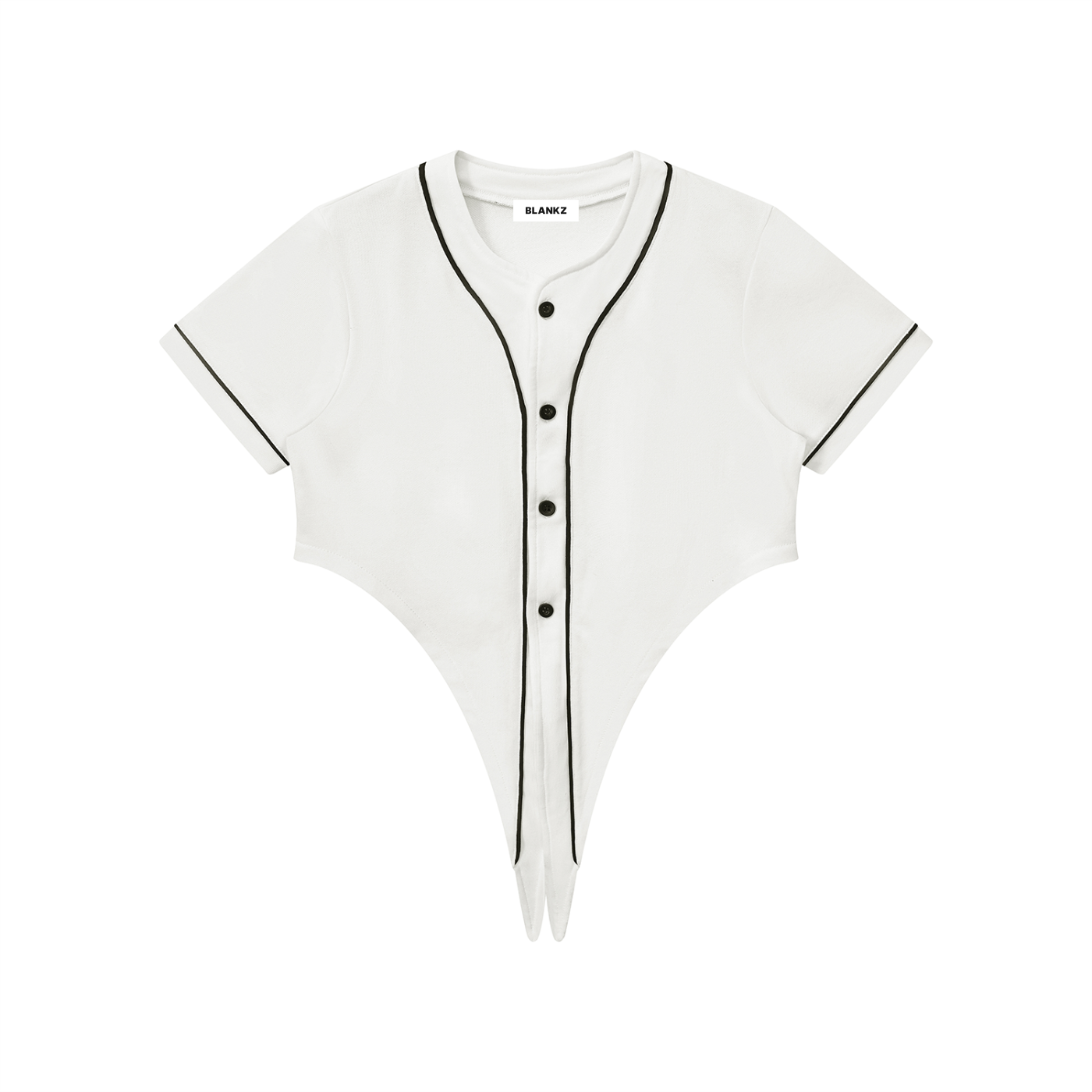 BLANKZ Piping Baseball Jersey — White, front view