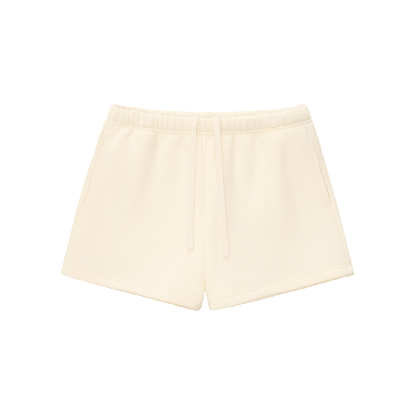 BLANKZ Essential Fleece Drawstring Sweatshorts — Cream Apricot, front view
