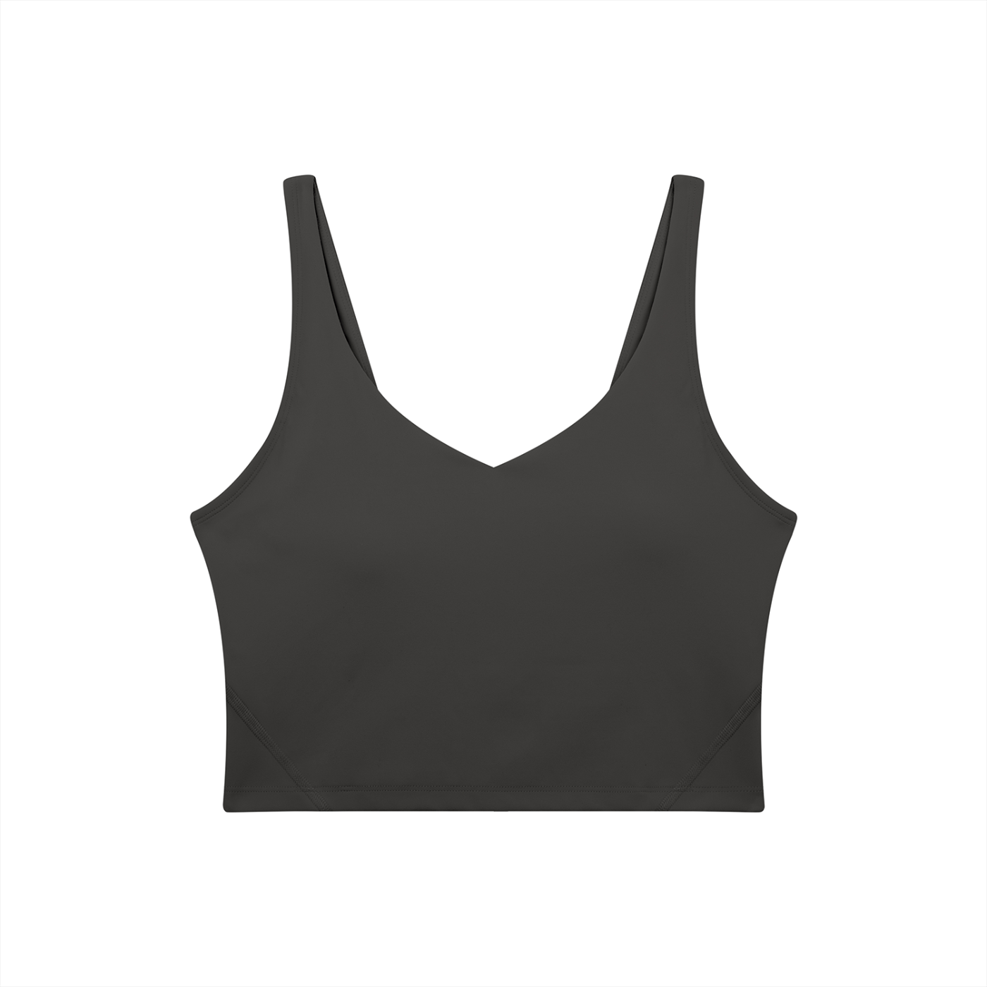 BLANKZ V-Neck Yoga Sports Bra — Charcoal Gray, front view