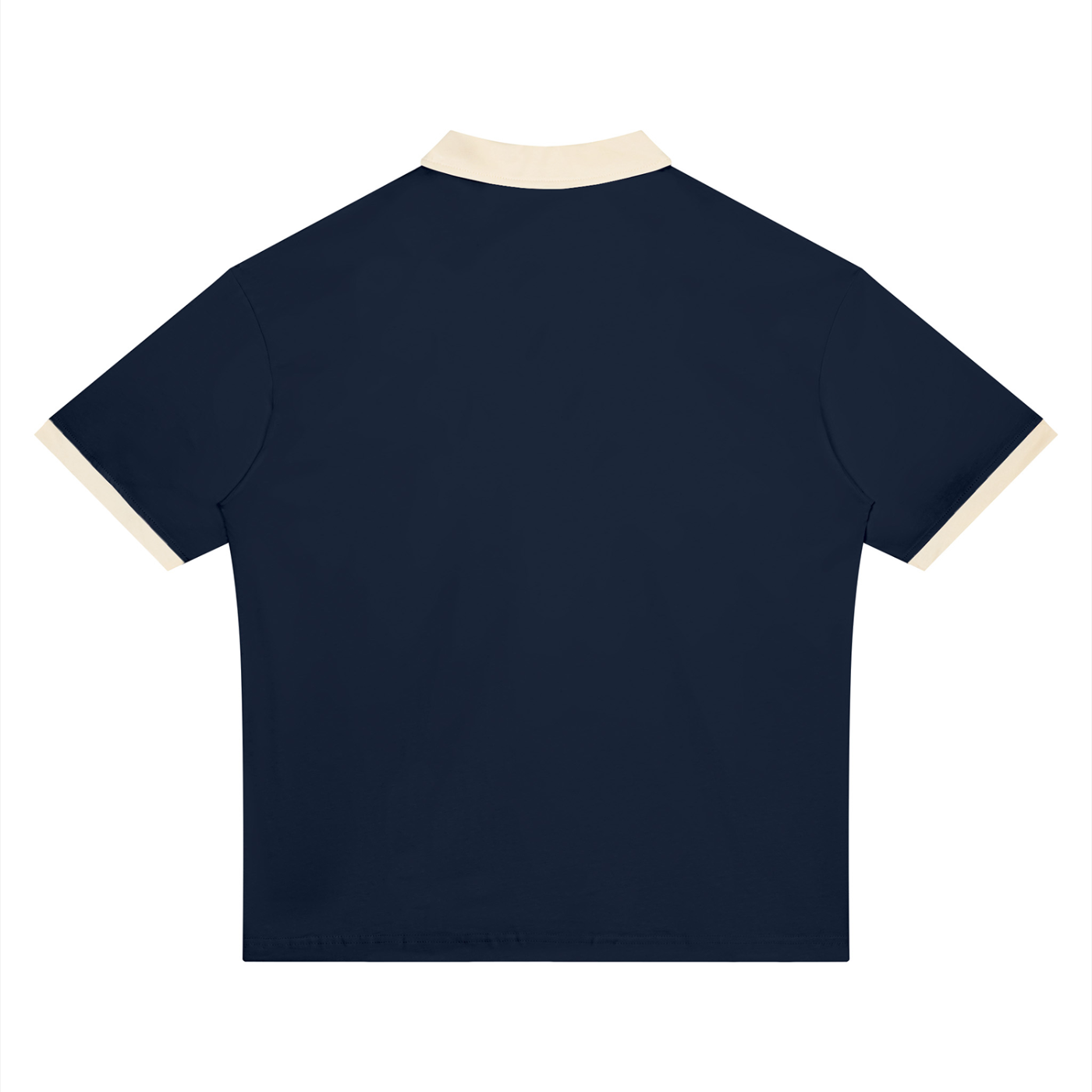 BLANKZ Color Block Polo Shirt — Navy Blue with Apricot — back view