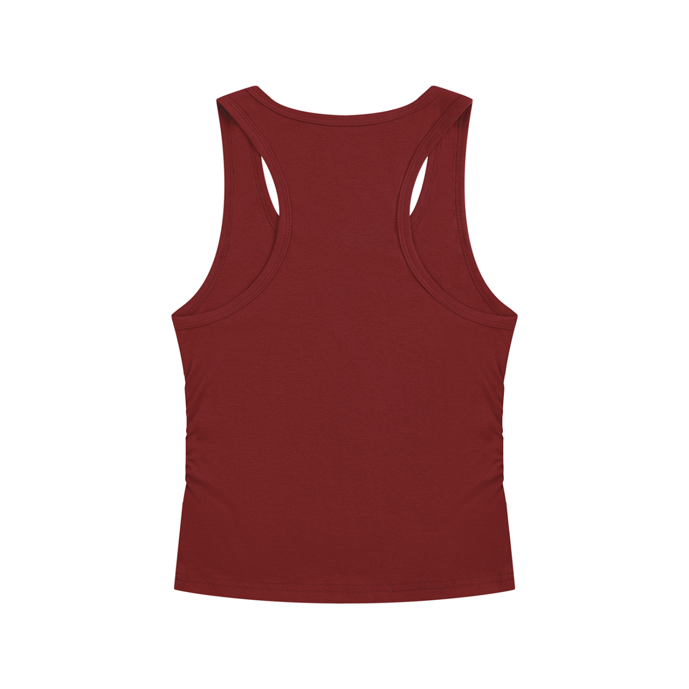 BLANKZ Ruched Tank Top — Wine Red — back view
