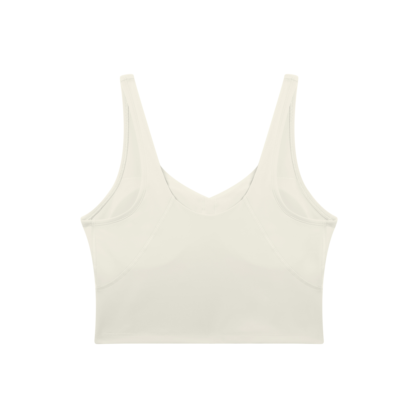 BLANKZ V-Neck Yoga Sports Bra — Beige, back view